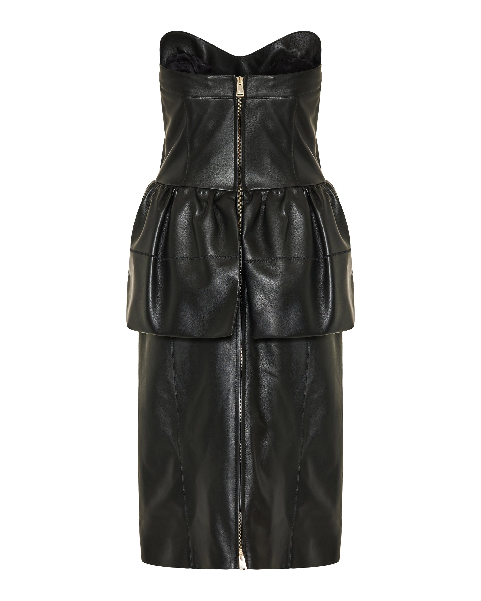 Strapless Leather Peplum MIDI Dress Fendi – Гарантія оригінальності – детальний вид