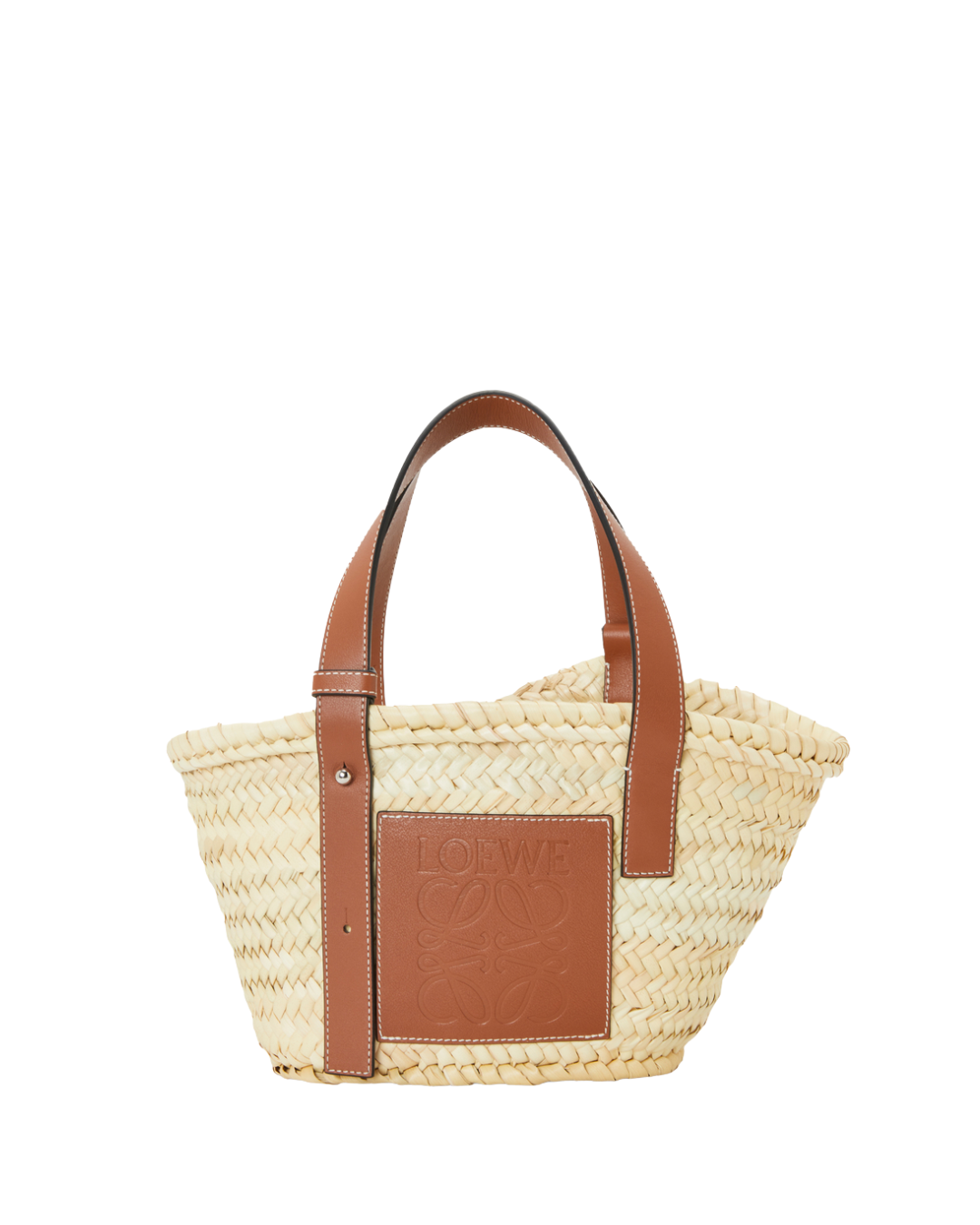 Оригінальна Small Leather Trimmed Woven Raffia Tote Bag Loewe – боковий вид