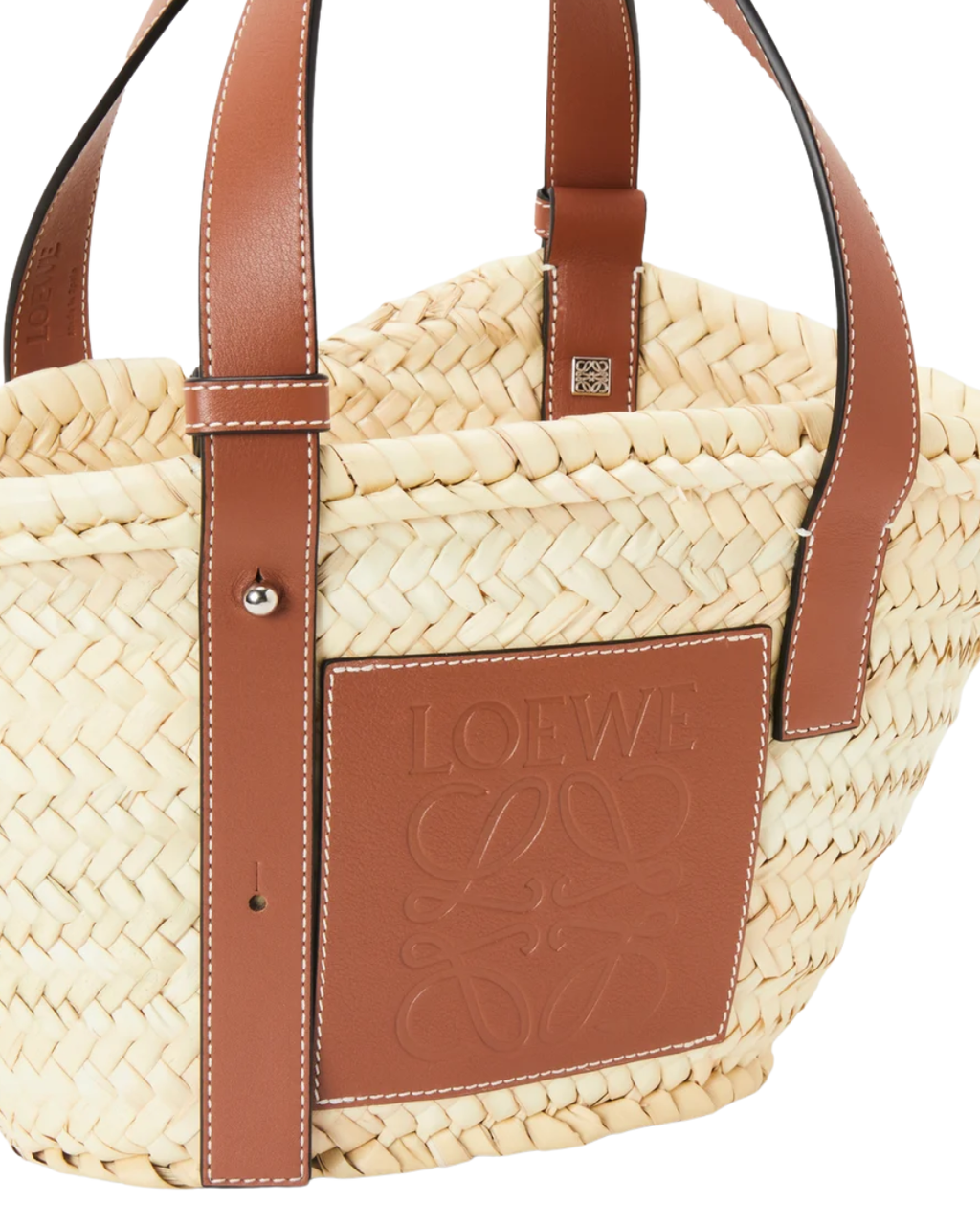 Оригінальна Small Leather Trimmed Woven Raffia Tote Bag Loewe – детальний вид