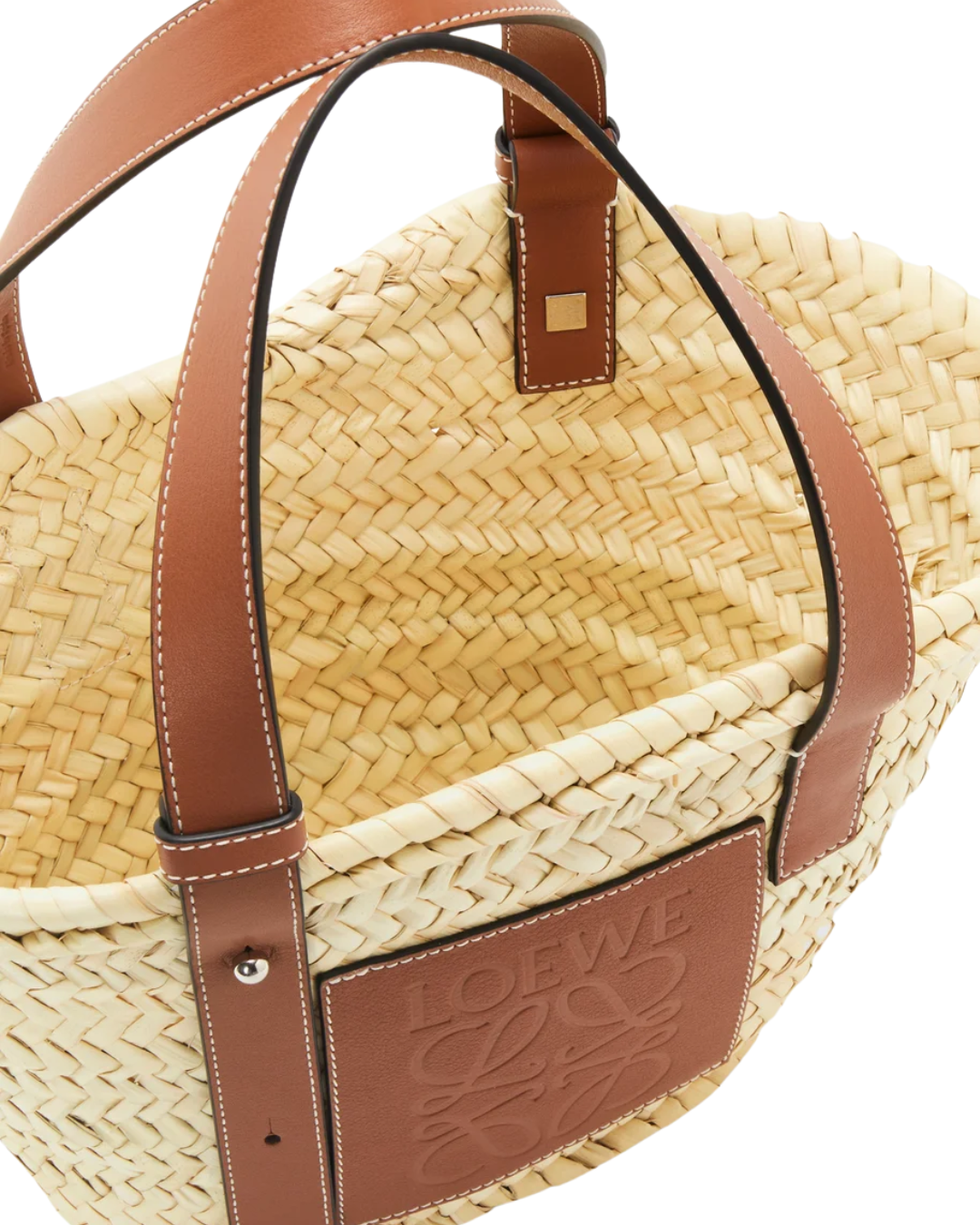 Оригінальна Small Leather Trimmed Woven Raffia Tote Bag Loewe – збільшений вид