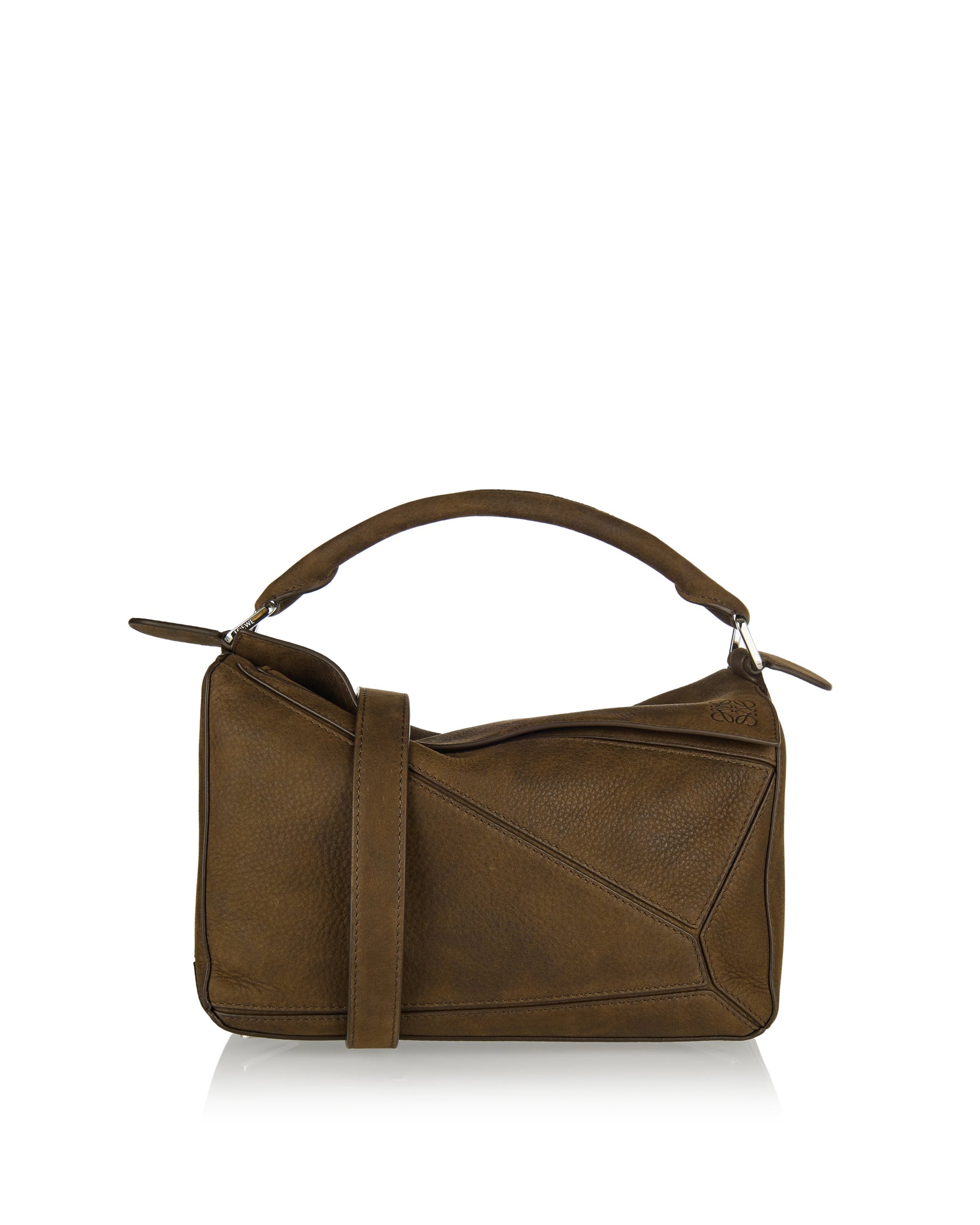Small Featherlight Puzzle Nubuck Bag Loewe – Гарантія оригінальності – боковий вид