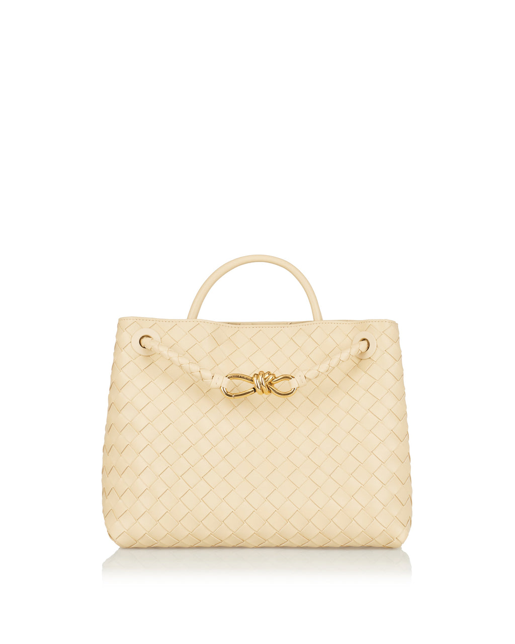 Оригінальна Andiamo Intrecciato Leather Tote Bag Bottega veneta – боковий вид