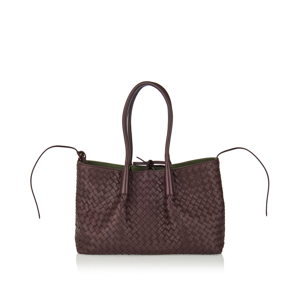 Pinacoteca Medium Intrecciato Leather Tote Bottega veneta – Гарантія оригінальності – боковий вид