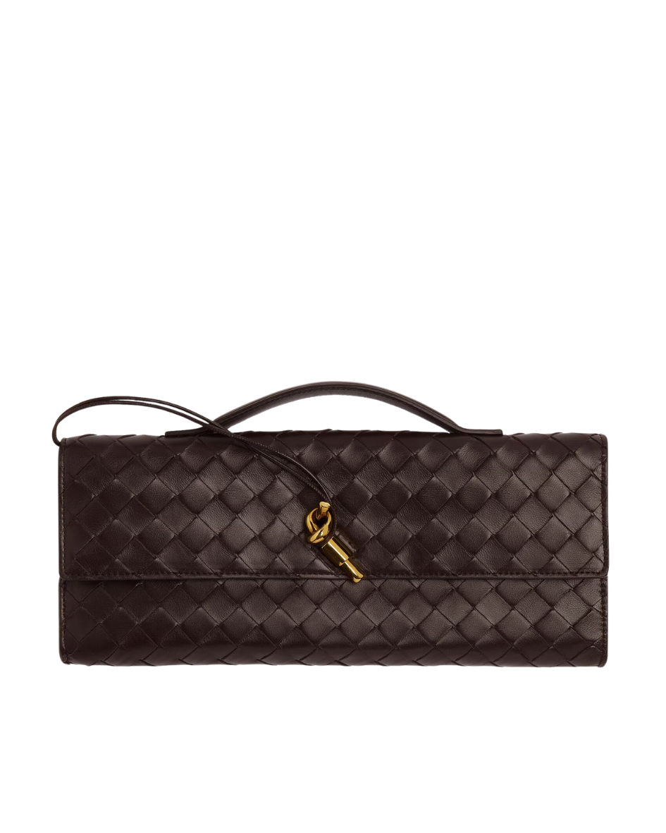 Andiamo Intrecciato Leather Clutch Bag Bottega veneta оригінал – Купити в Україні – боковий вид