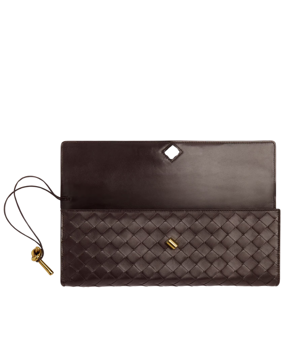 Andiamo Intrecciato Leather Clutch Bag Bottega veneta оригінал – Купити в Україні – вид ззаду