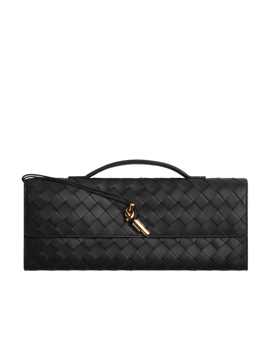 Andiamo Intrecciato Leather Clutch Bag Bottega veneta оригінал – Купити в Україні – боковий вид