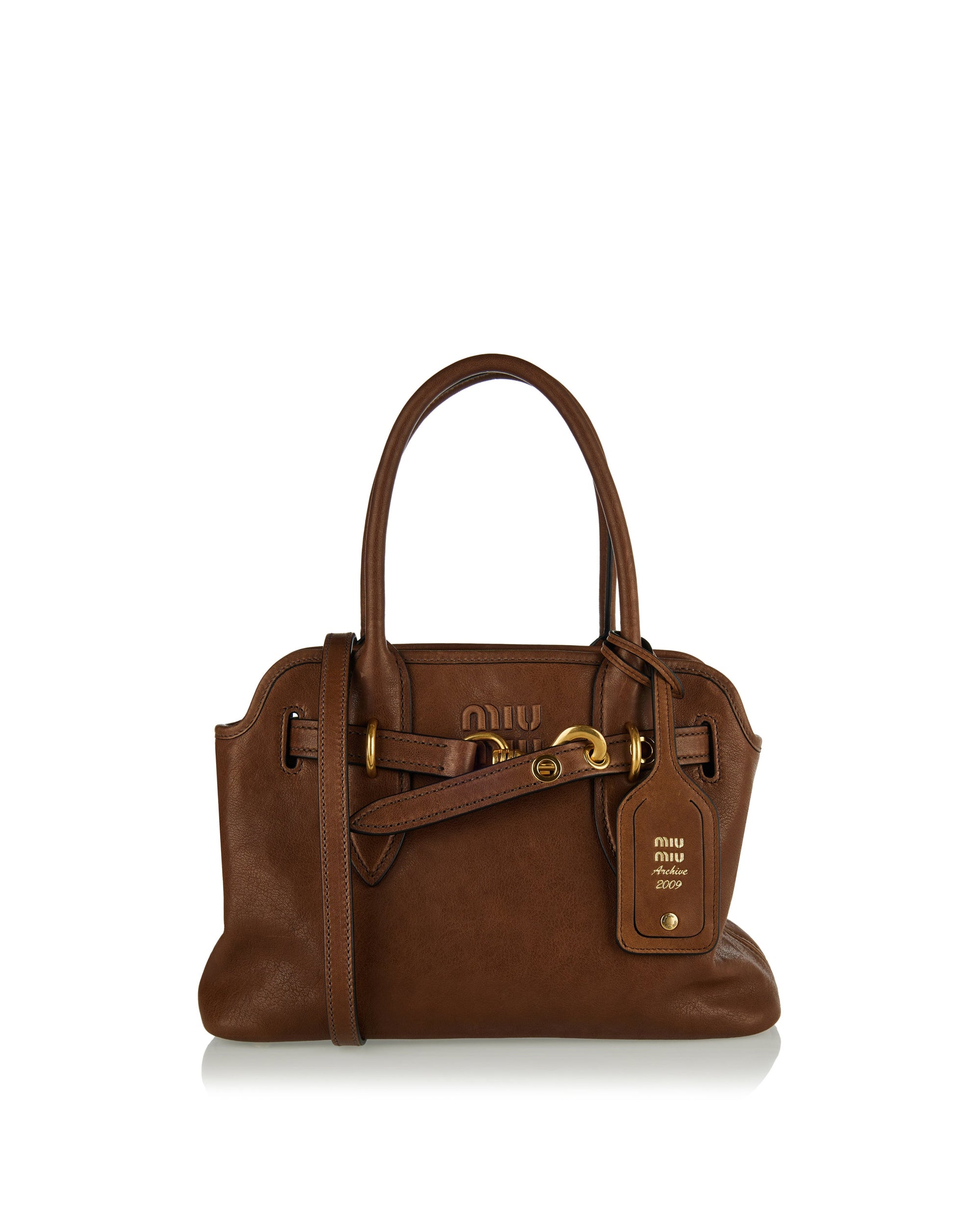 Оригінальна Aventure Leather Shoulder Bag Miu miu – боковий вид