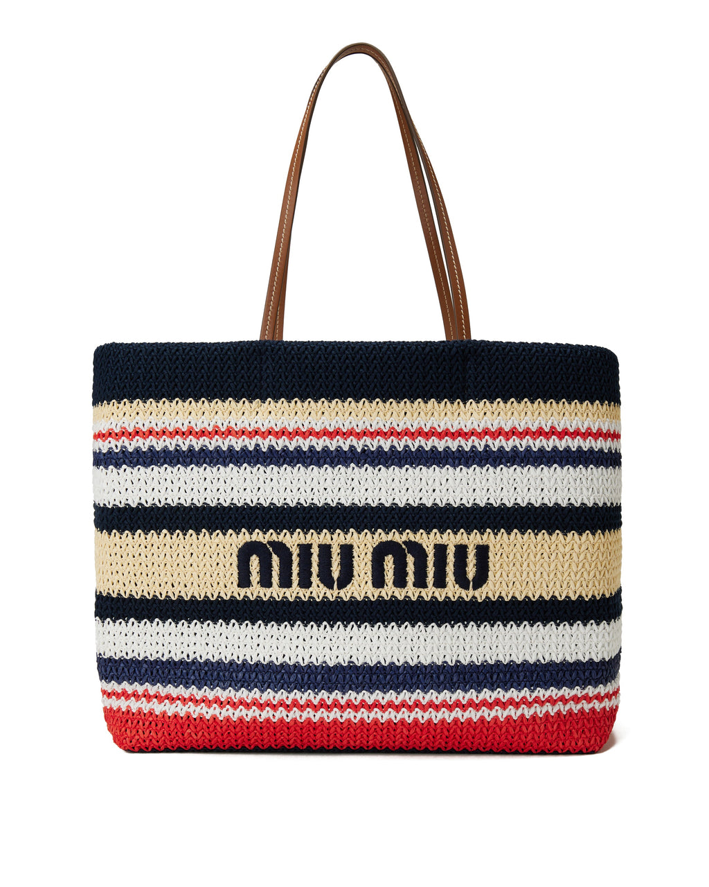 Оригінальна Raffia Effect Woven Tote Bag Miu miu – боковий вид