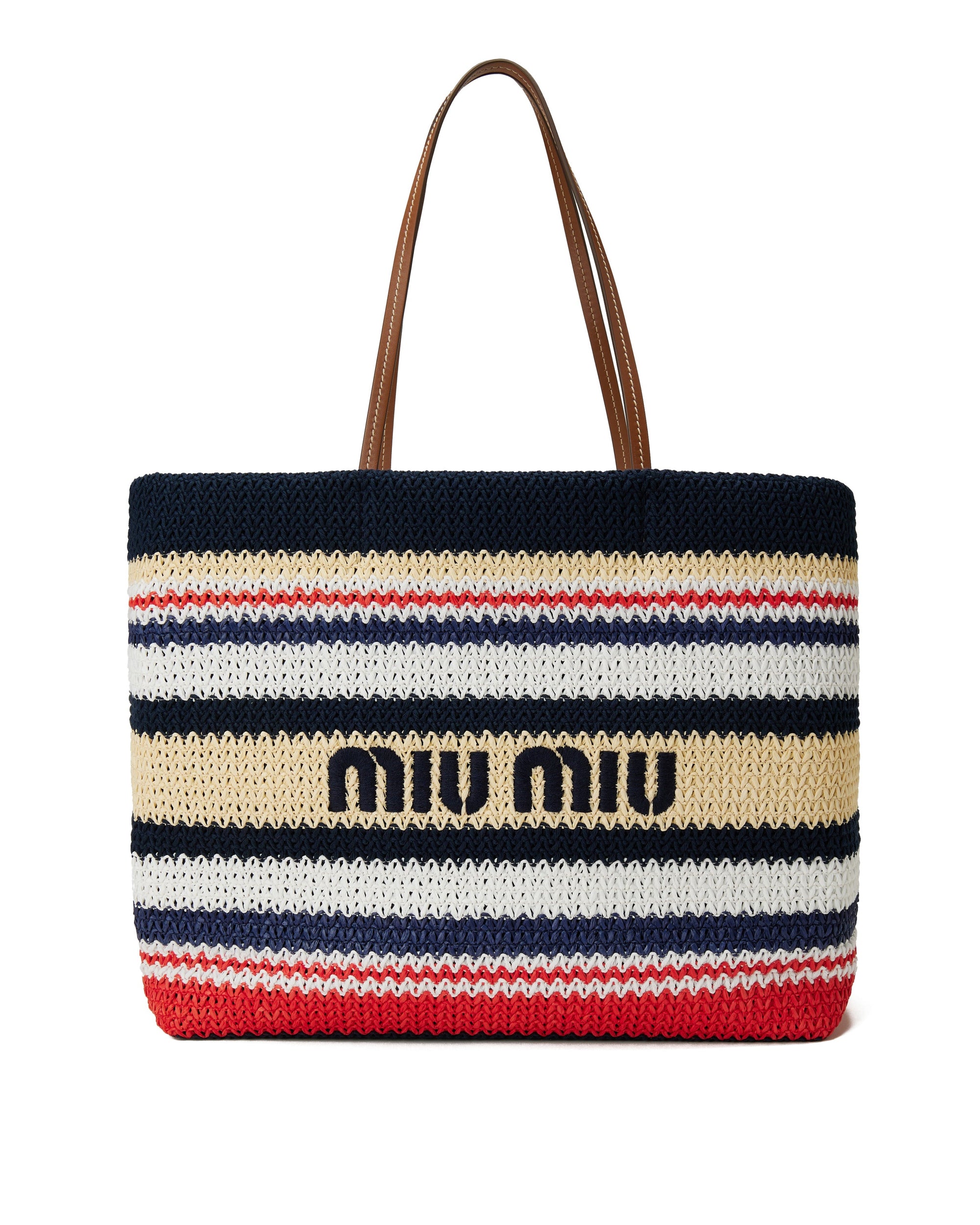Оригінальна Raffia Effect Woven Tote Bag Miu miu – боковий вид