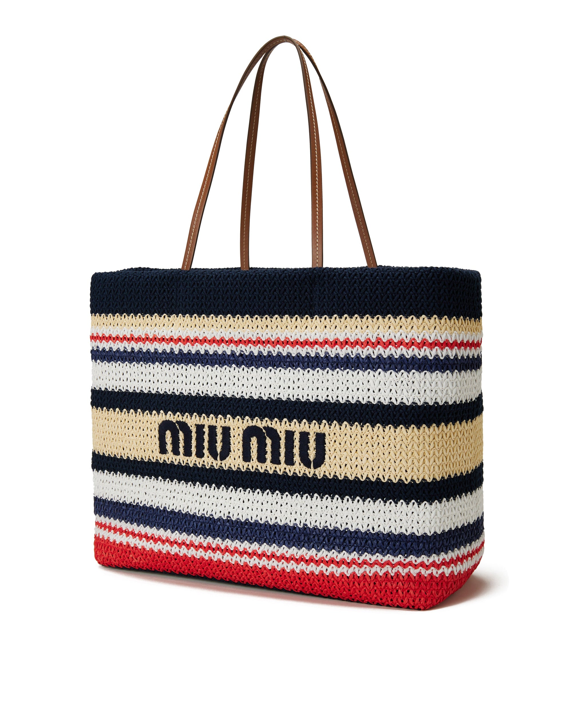Оригінальна Raffia Effect Woven Tote Bag Miu miu – вид ззаду