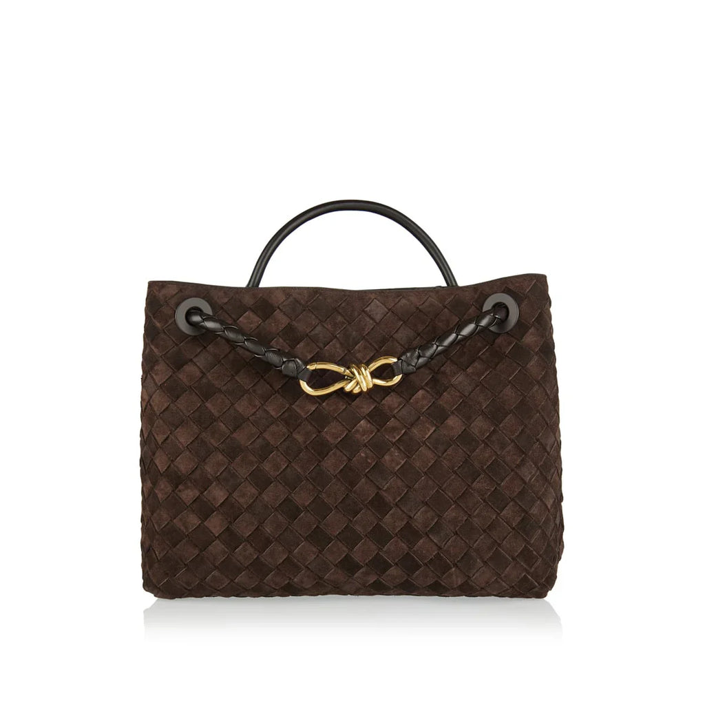 Оригінальна Andiamo Intrecciato Leather Tote Bag Bottega veneta – боковий вид