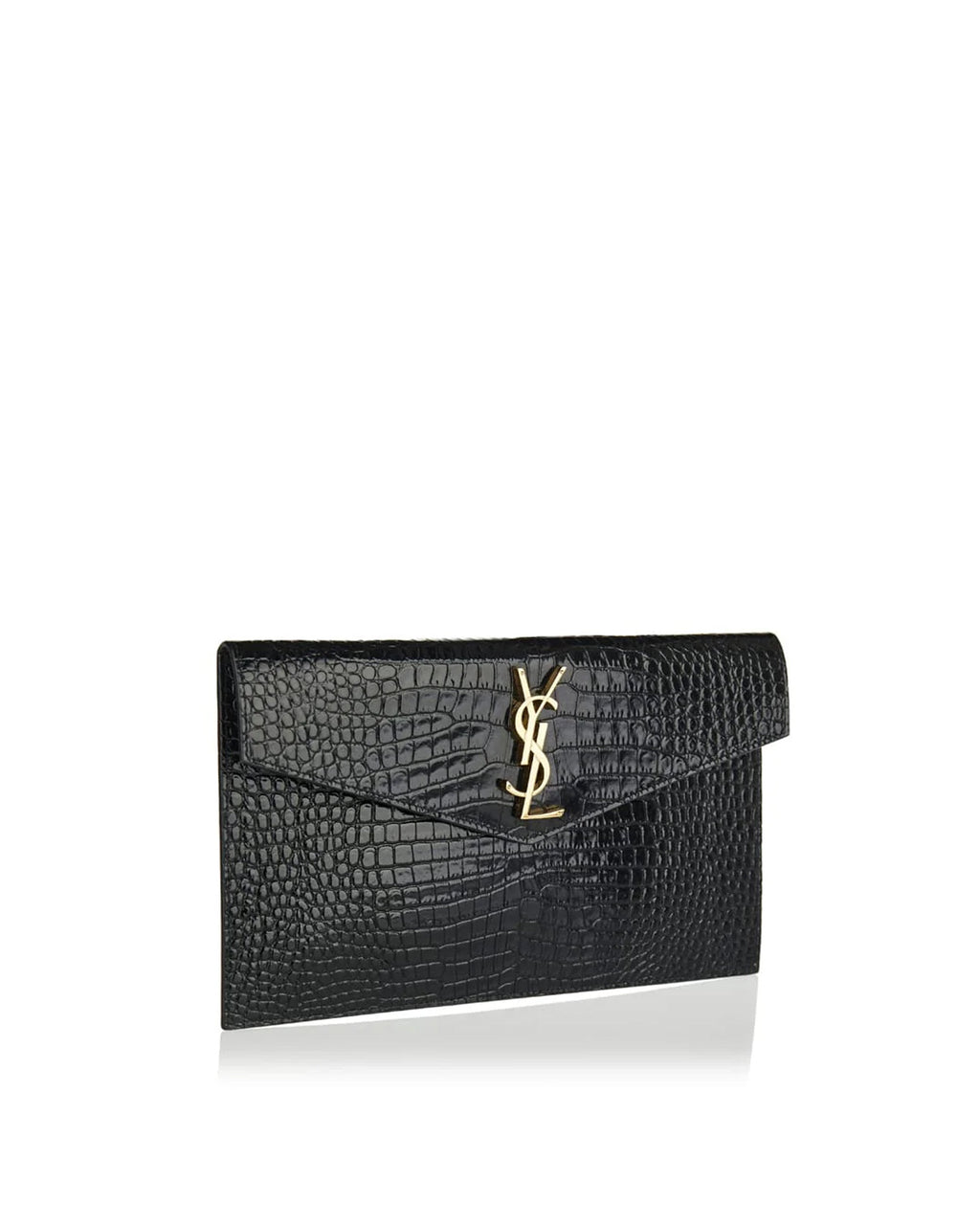 Uptown Crocodile Embossed Leather Pouch Saint laurent – Гарантія оригінальності – вид ззаду