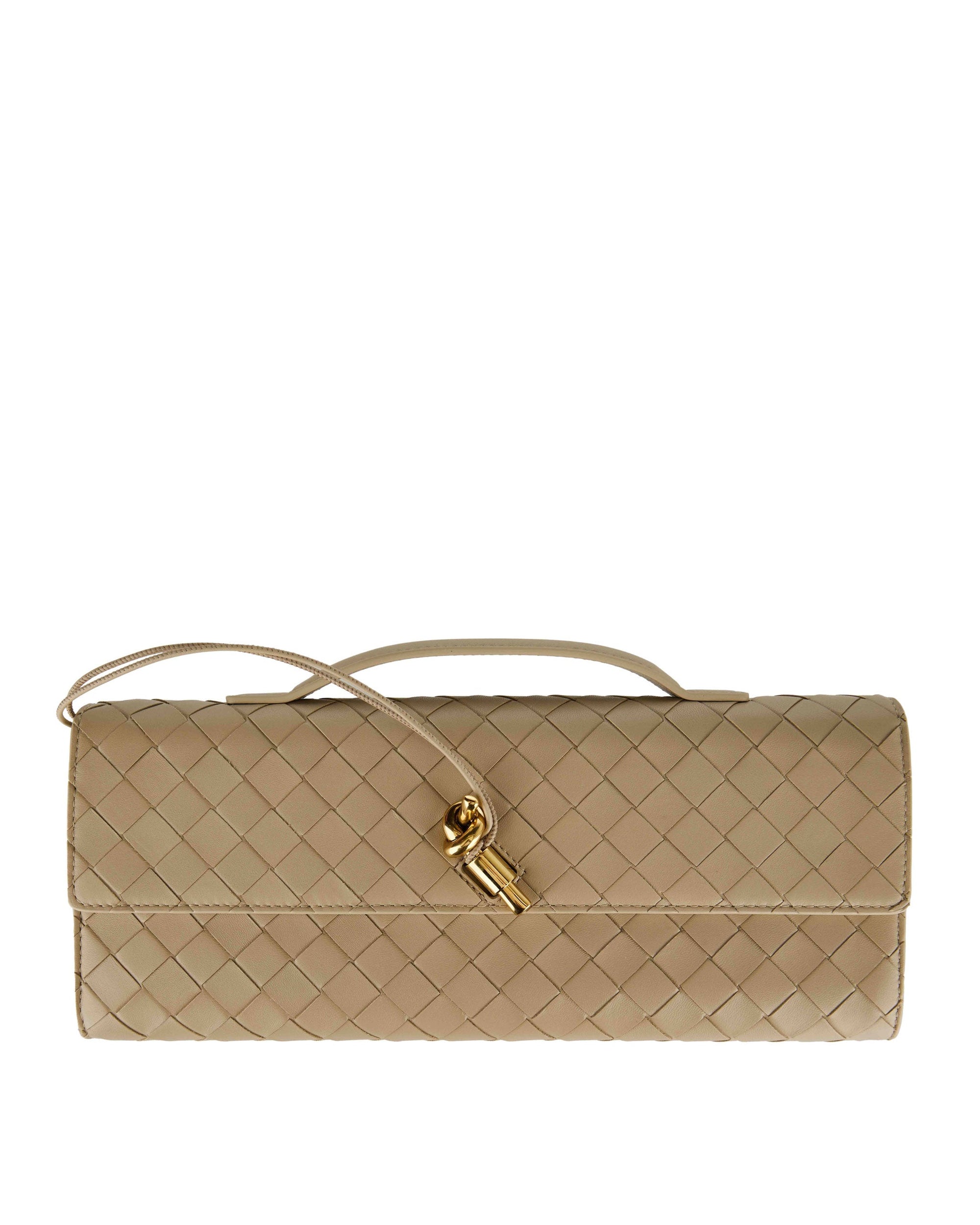 Andiamo Leather Clutch Bottega veneta – Гарантія оригінальності – боковий вид
