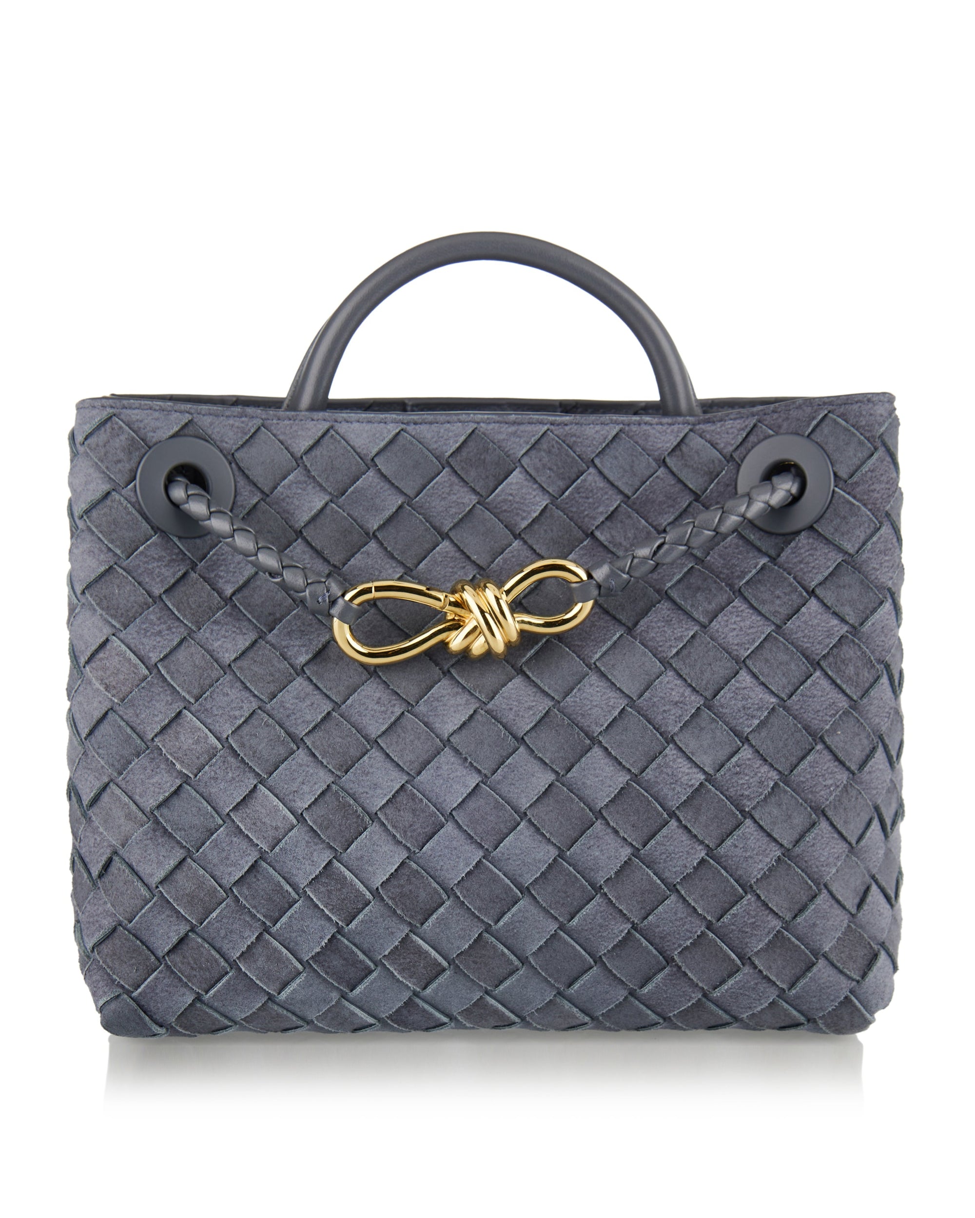 Andiamo Small Intrecciato Suede Tote Bag Bottega veneta оригінал – Купити в Україні – боковий вид