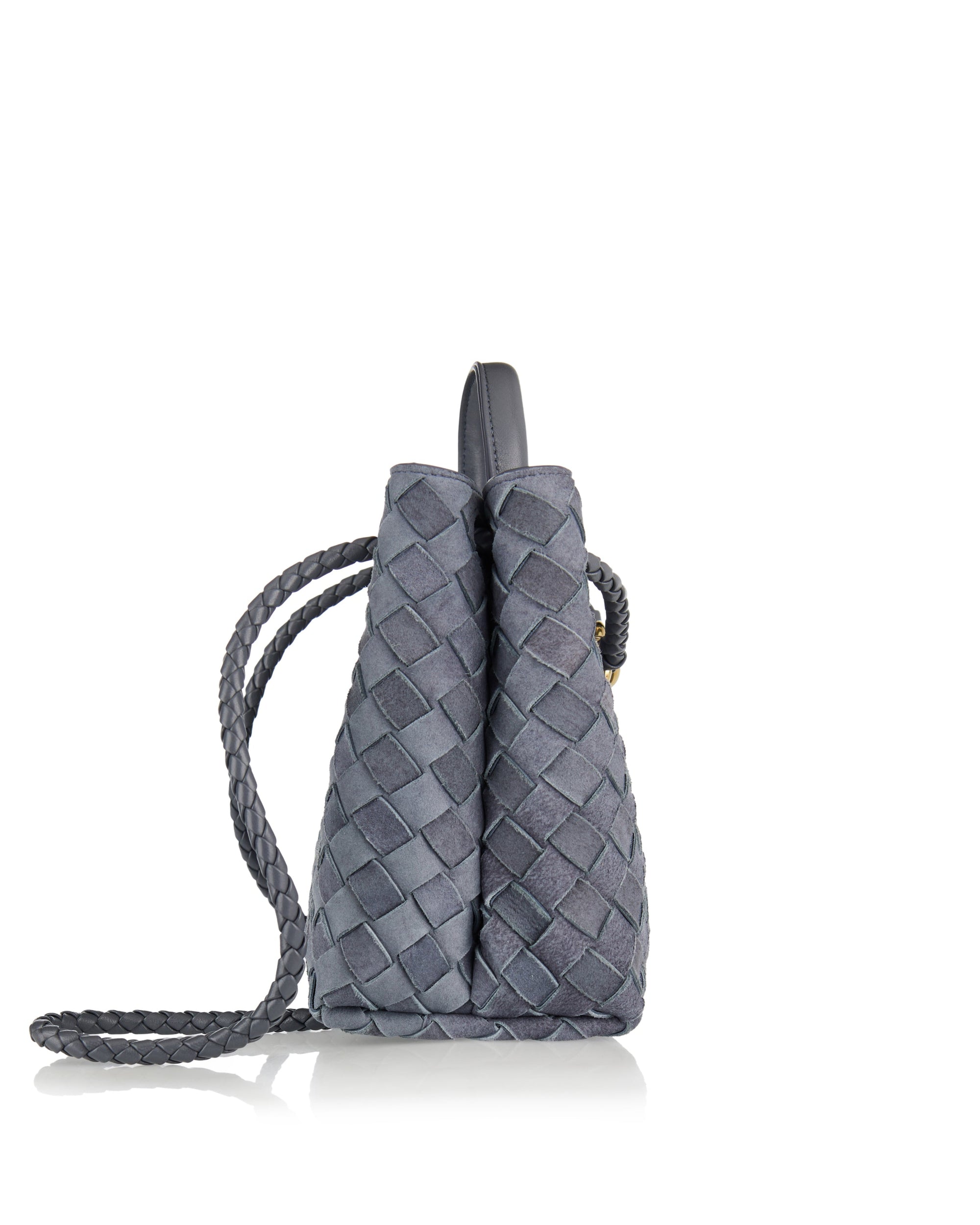 Andiamo Small Intrecciato Suede Tote Bag Bottega veneta оригінал – Купити в Україні – вид ззаду