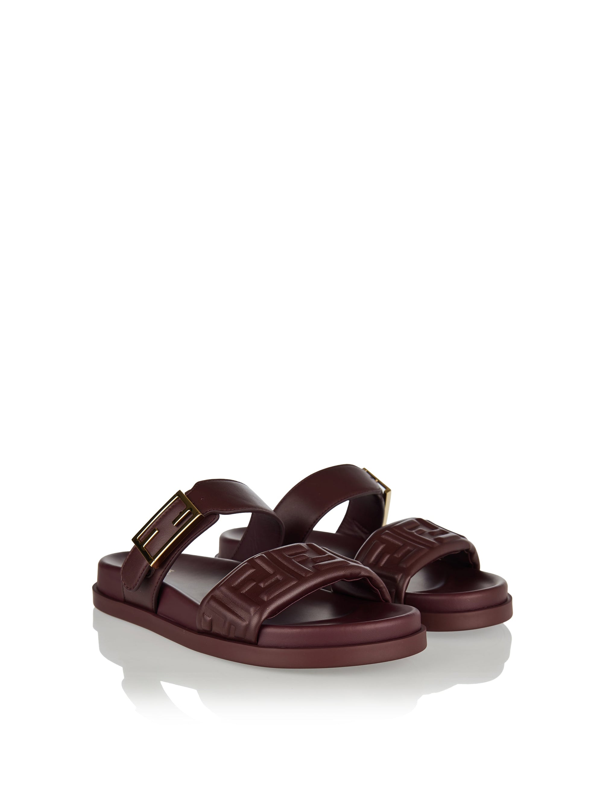 Оригінальна Feel Ff Embossed Leather Slides Fendi – вид ззаду