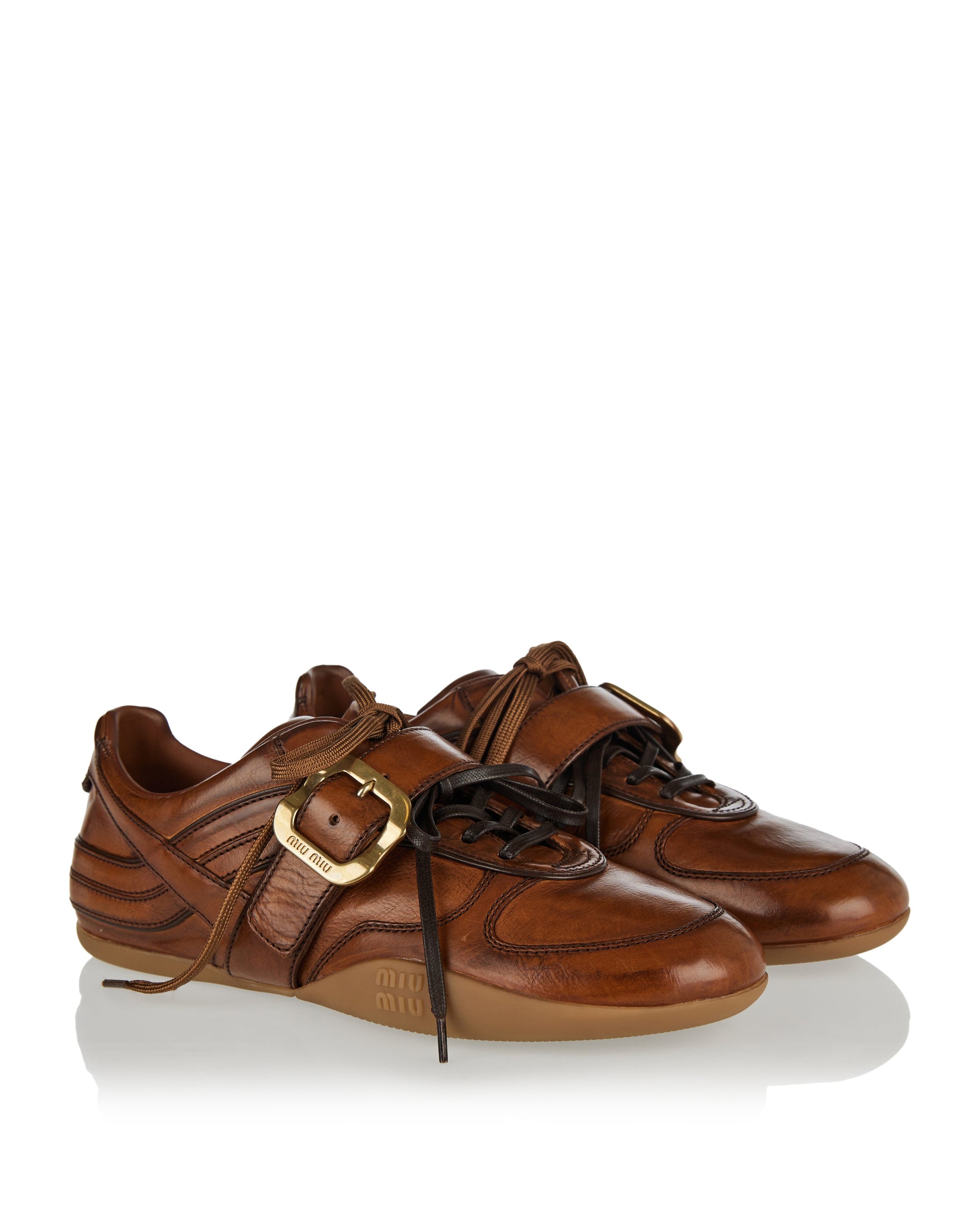 Leather Sneakers With Buckle Miu miu – Гарантія оригінальності – вид ззаду