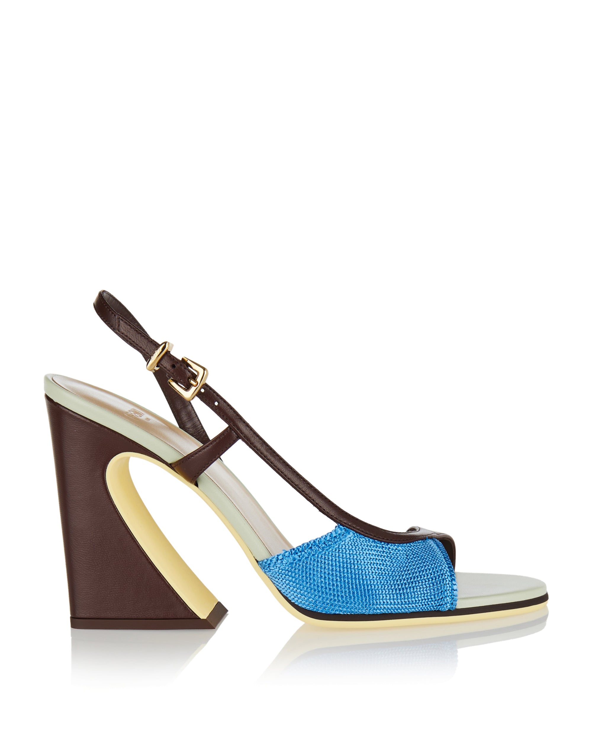 Arco Asymmetric Knit And Leather Sandals Fendi – Гарантія оригінальності – боковий вид