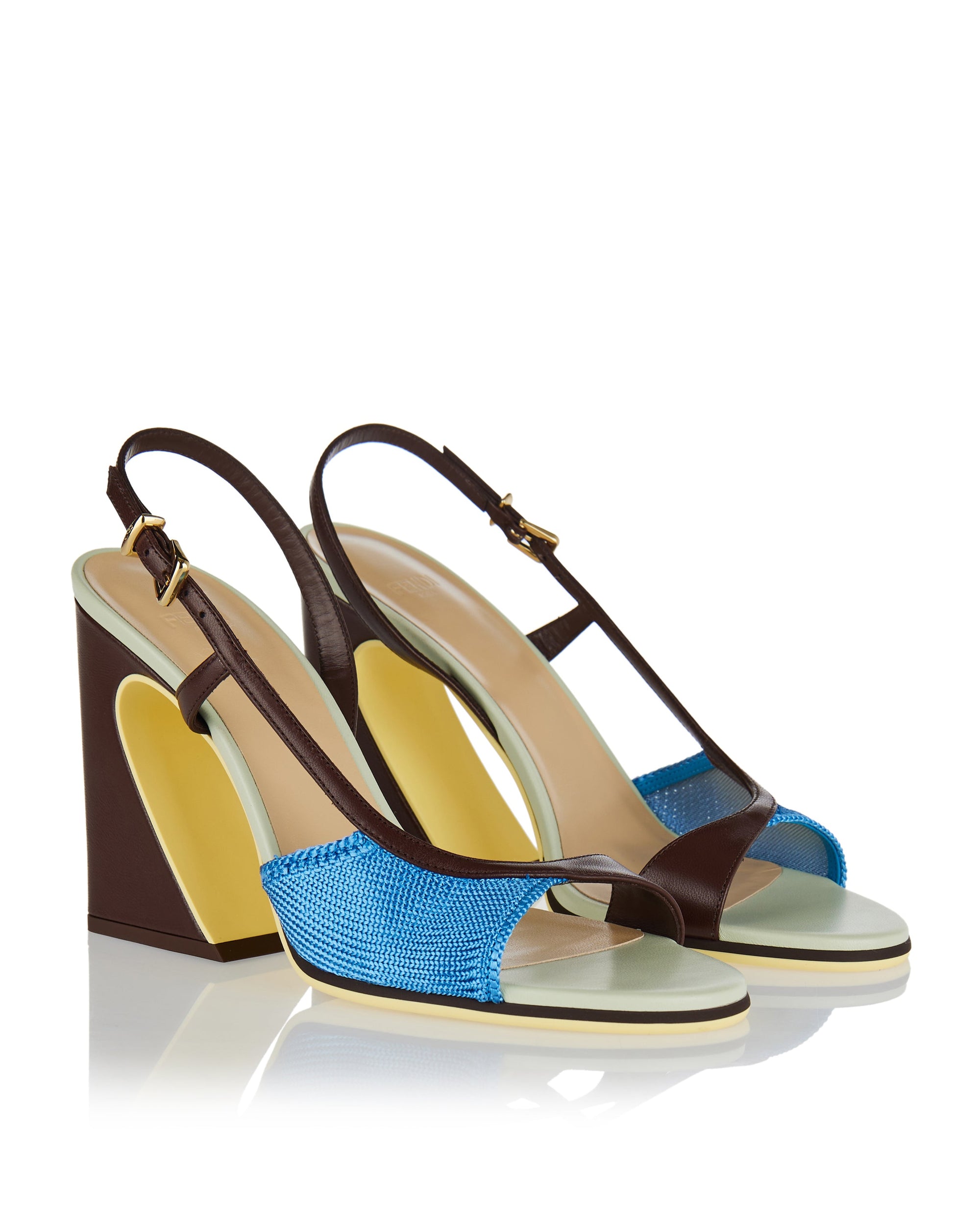 Arco Asymmetric Knit And Leather Sandals Fendi – Гарантія оригінальності – вид ззаду