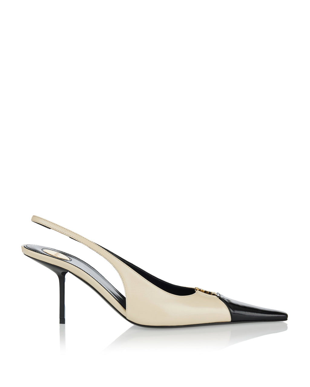 Babylone Embellished Two Tone Leather Slingback Pumps Saint laurent оригінал – Купити в Україні – боковий вид