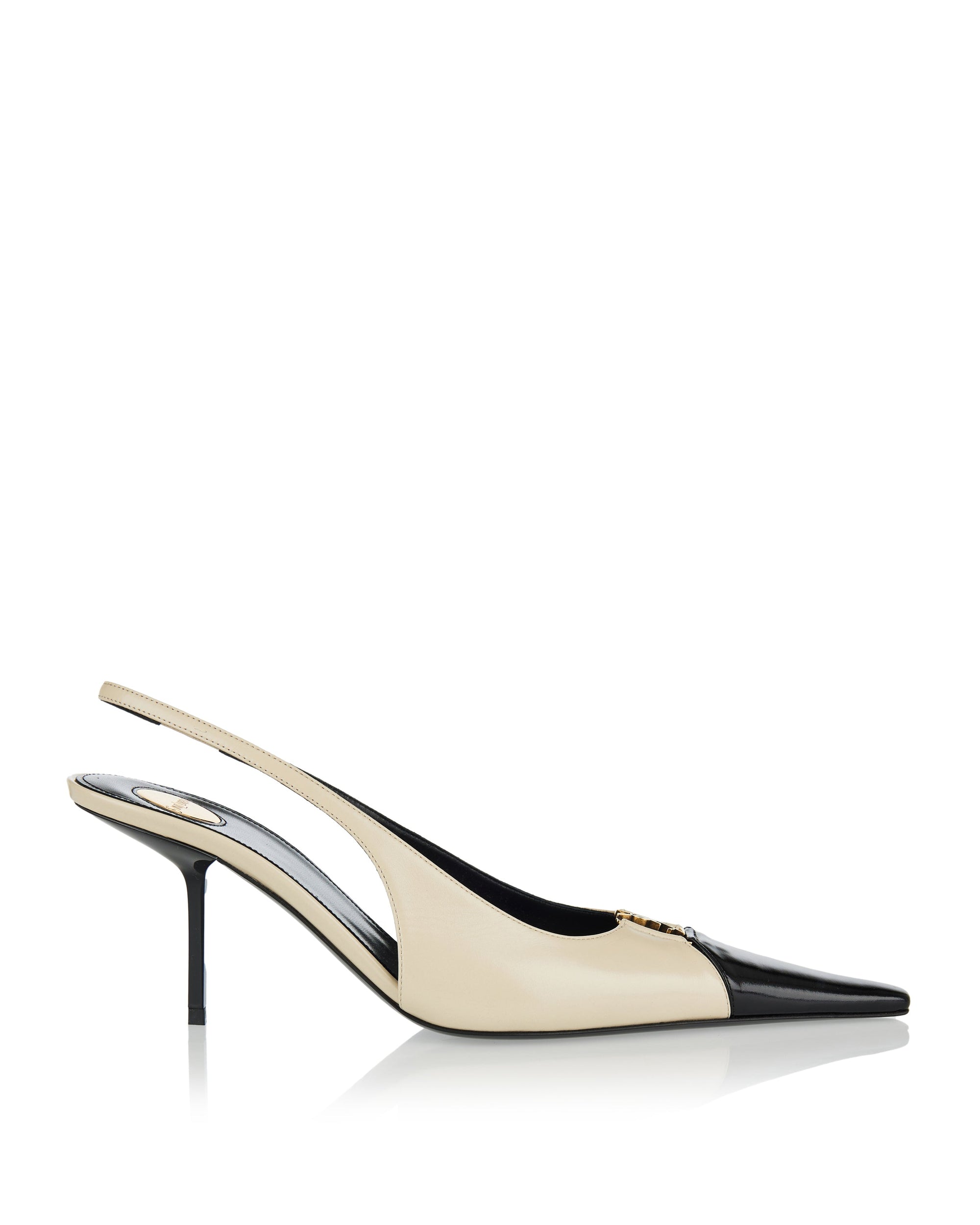 Babylone Embellished Two Tone Leather Slingback Pumps Saint laurent оригінал – Купити в Україні – боковий вид