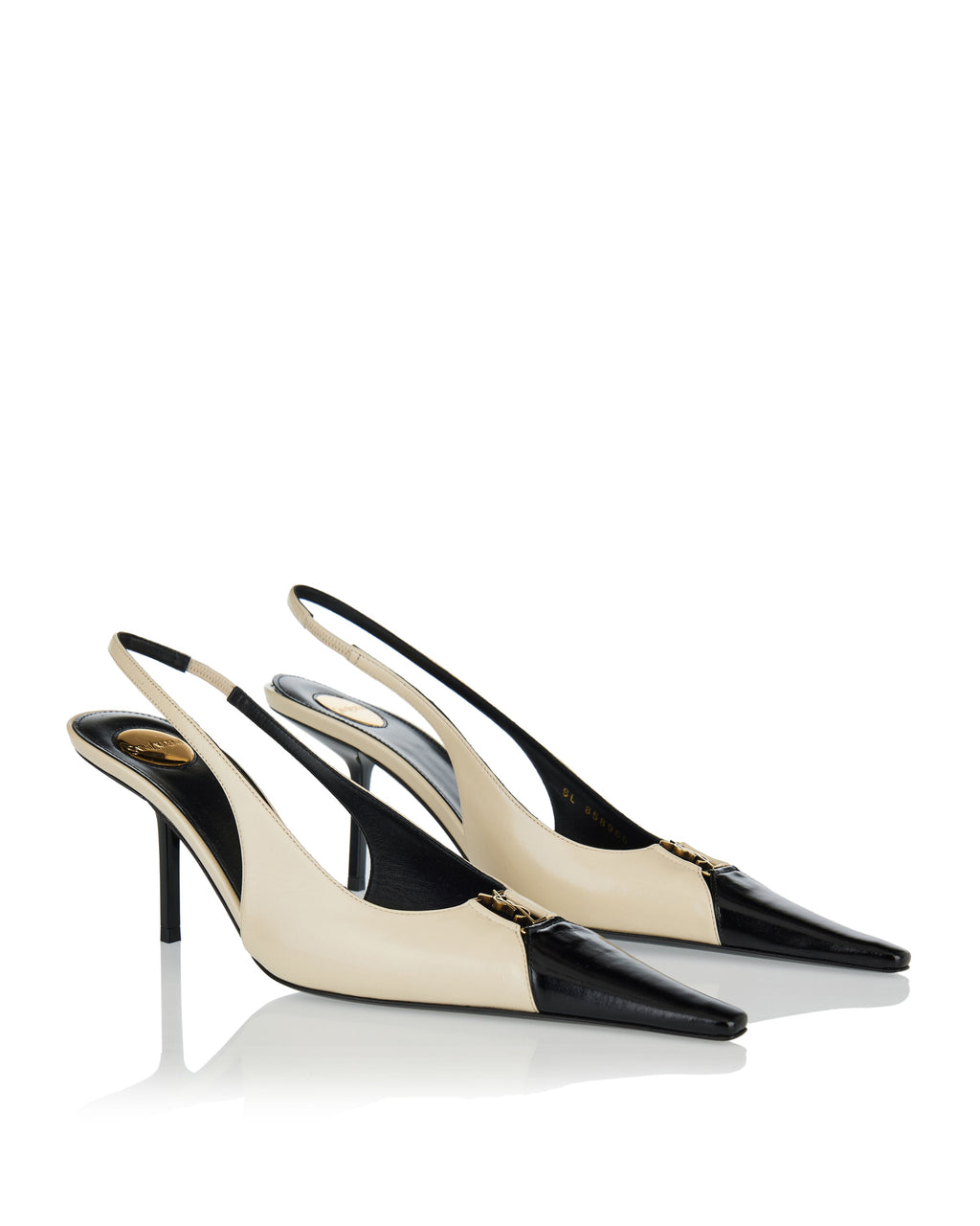 Babylone Embellished Two Tone Leather Slingback Pumps Saint laurent оригінал – Купити в Україні – вид ззаду