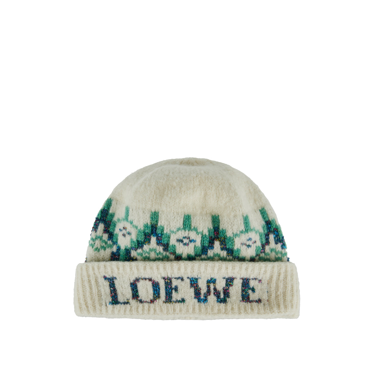 Wool Blend Fair Isle Beanie Loewe – Гарантія оригінальності – боковий вид