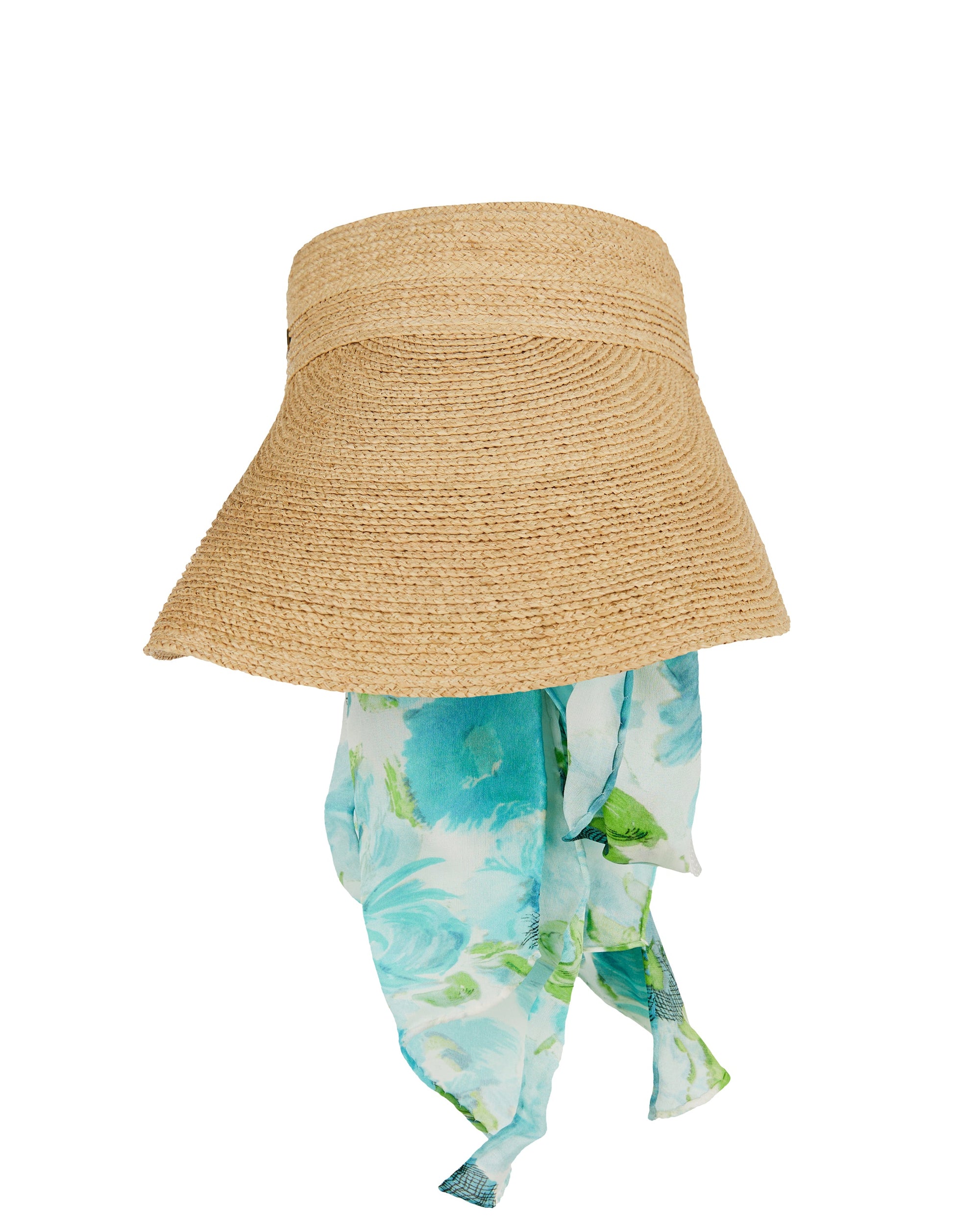 Printed Silk Trimmed Woven Raffia Sunhat Chloe – Гарантія оригінальності – боковий вид