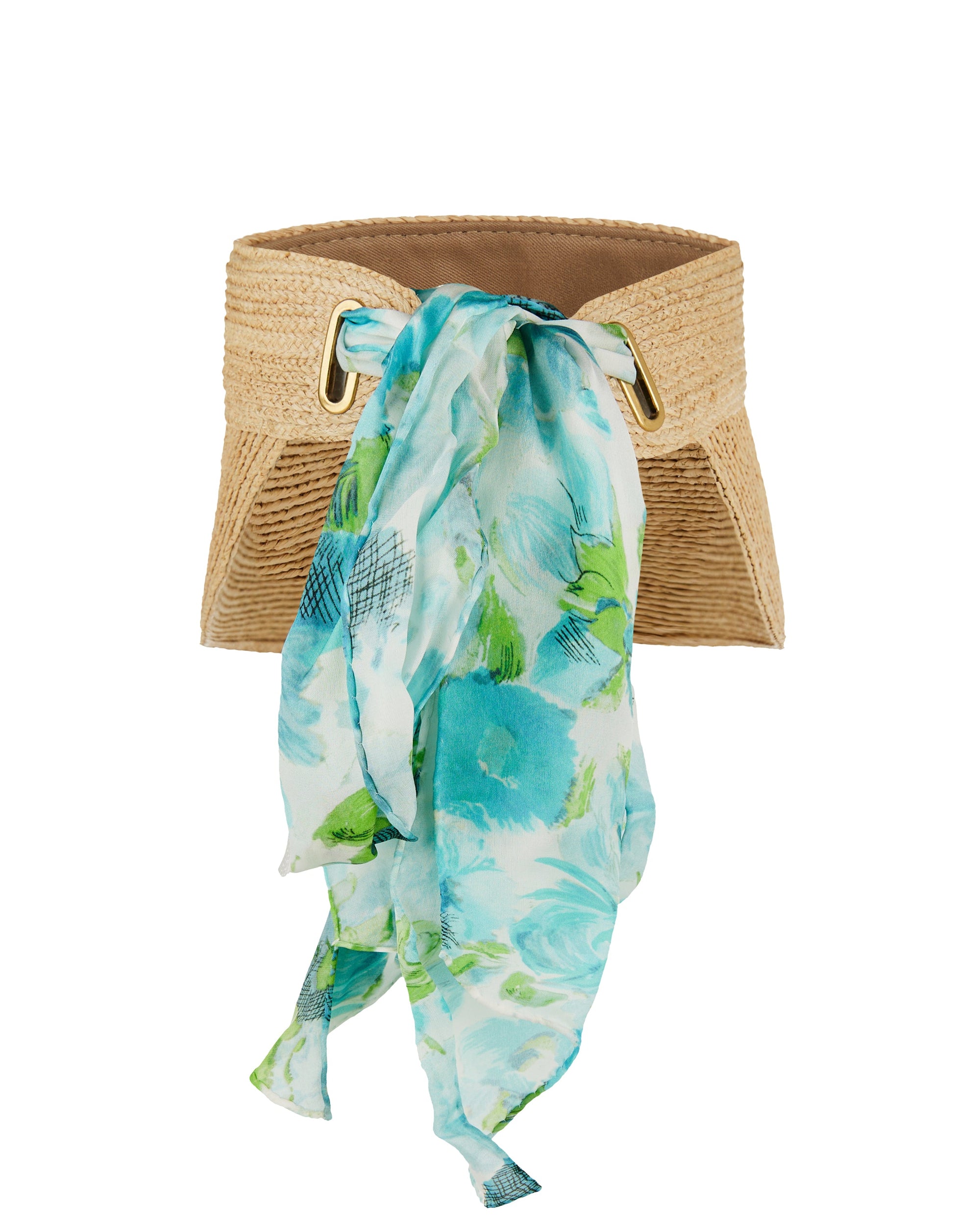 Printed Silk Trimmed Woven Raffia Sunhat Chloe – Гарантія оригінальності – детальний вид