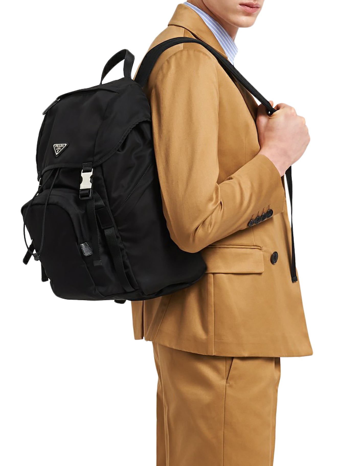 Оригінальна Backpack In Re-Nylon And Saffiano Leather Prada – вид ззаду