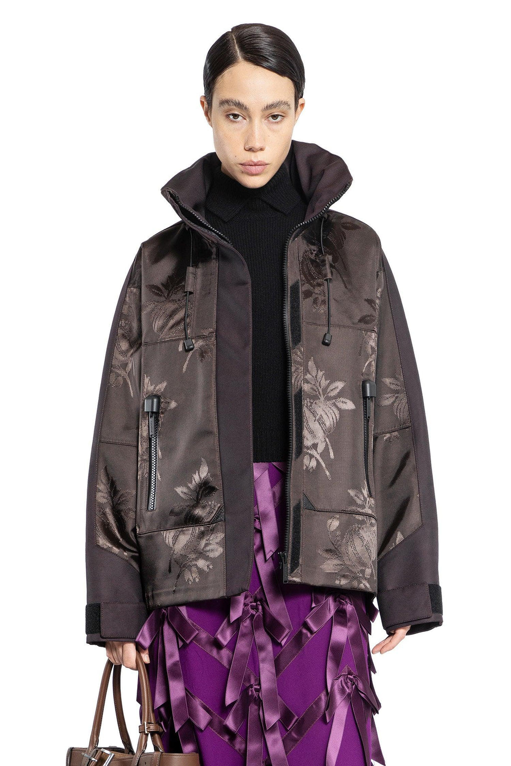 Floral Jacquard Nylon Jacket Prada оригінал – Купити в Україні – боковий вид