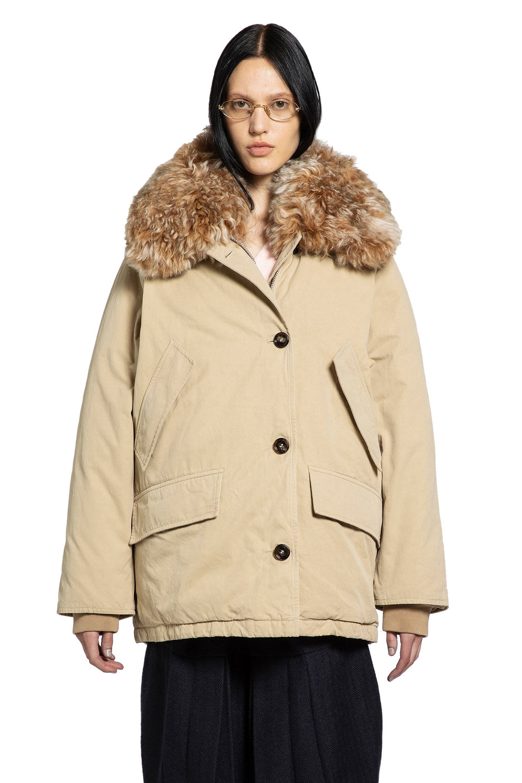 Shearling Trimmed Padded Jacket Prada – Гарантія оригінальності – вид ззаду