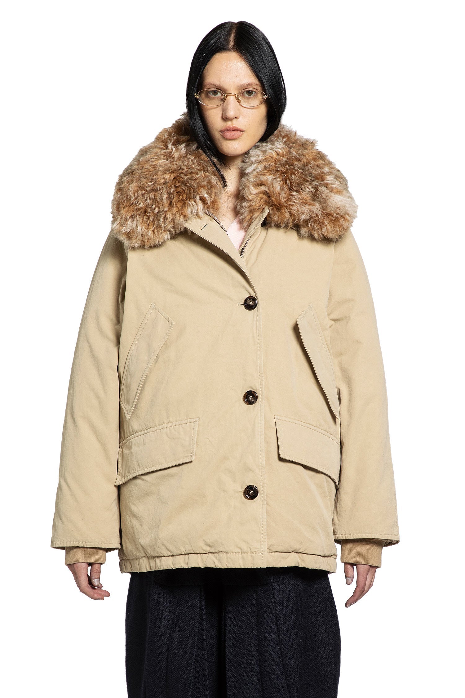 Shearling Trimmed Padded Jacket Prada – Гарантія оригінальності – вид ззаду