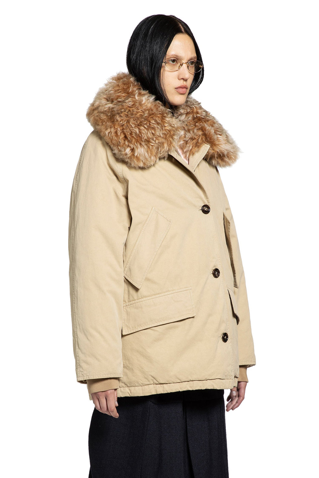 Shearling Trimmed Padded Jacket Prada – Гарантія оригінальності – детальний вид