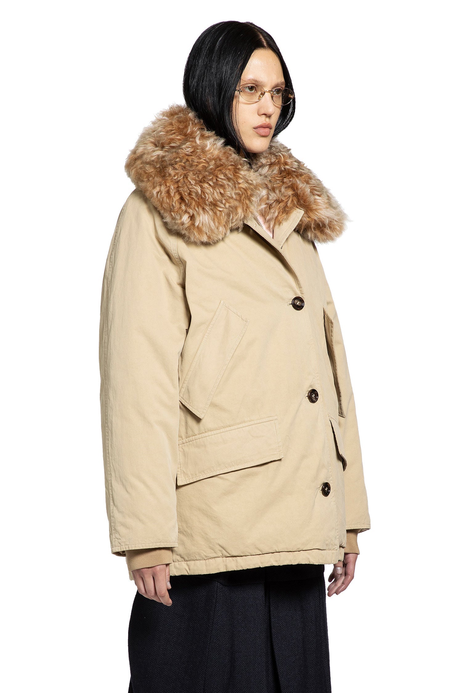 Shearling Trimmed Padded Jacket Prada – Гарантія оригінальності – детальний вид