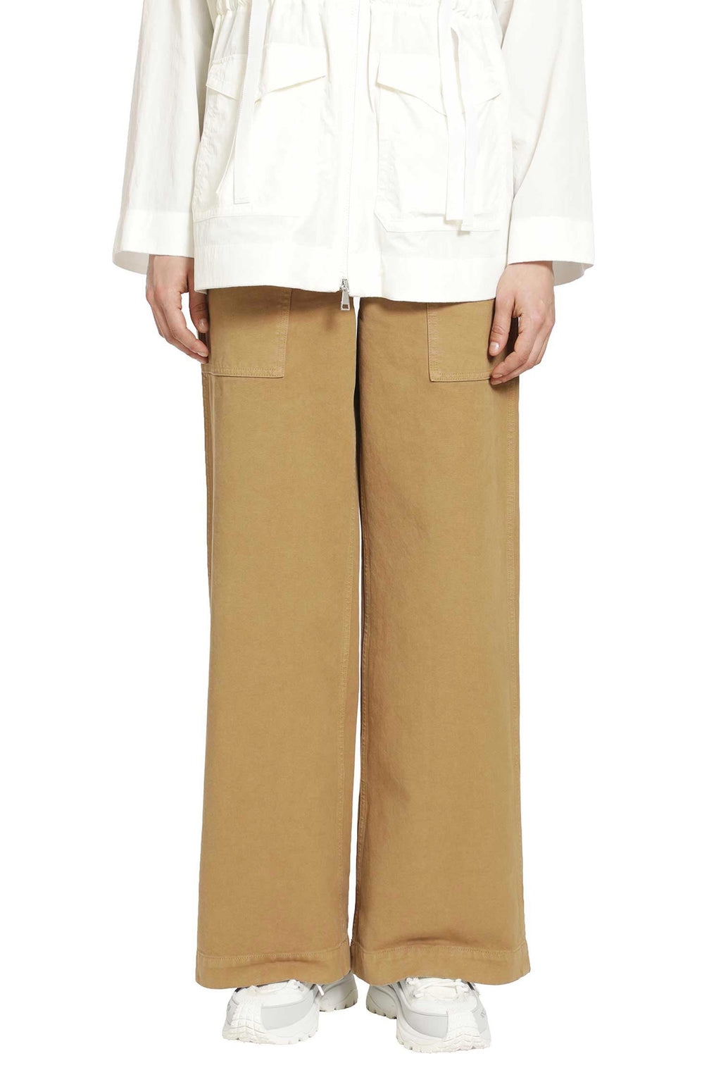 Оригінальна Leather Logo Cotton Trousers Moncler – боковий вид