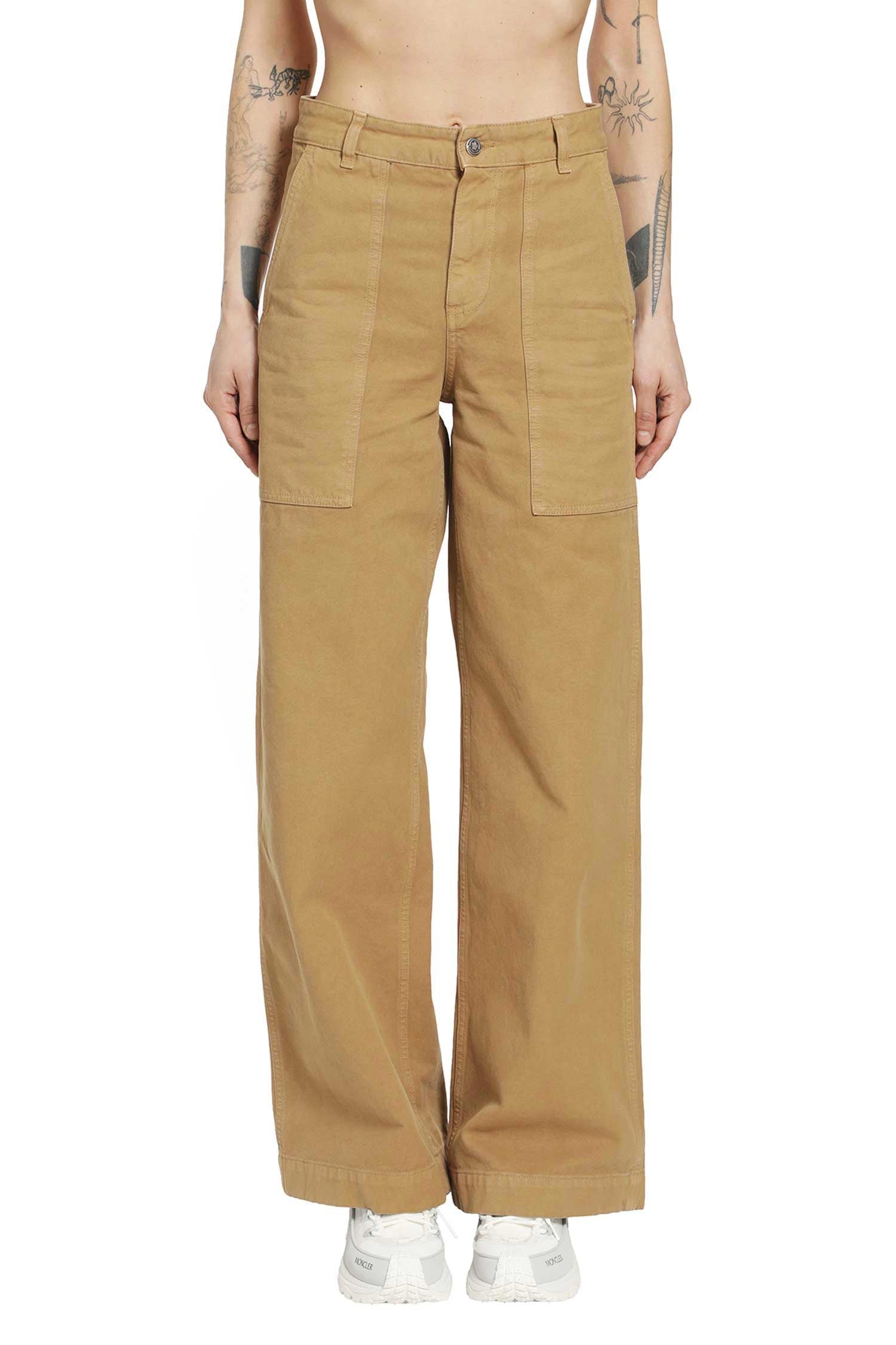 Оригінальна Leather Logo Cotton Trousers Moncler – вид ззаду