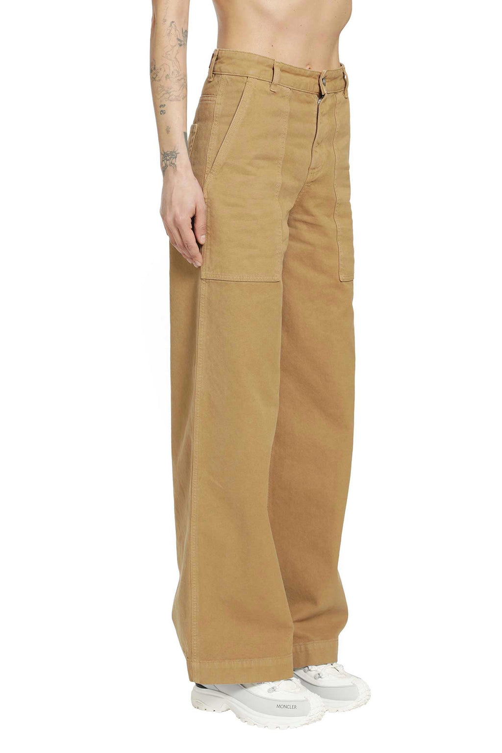 Оригінальна Leather Logo Cotton Trousers Moncler – детальний вид