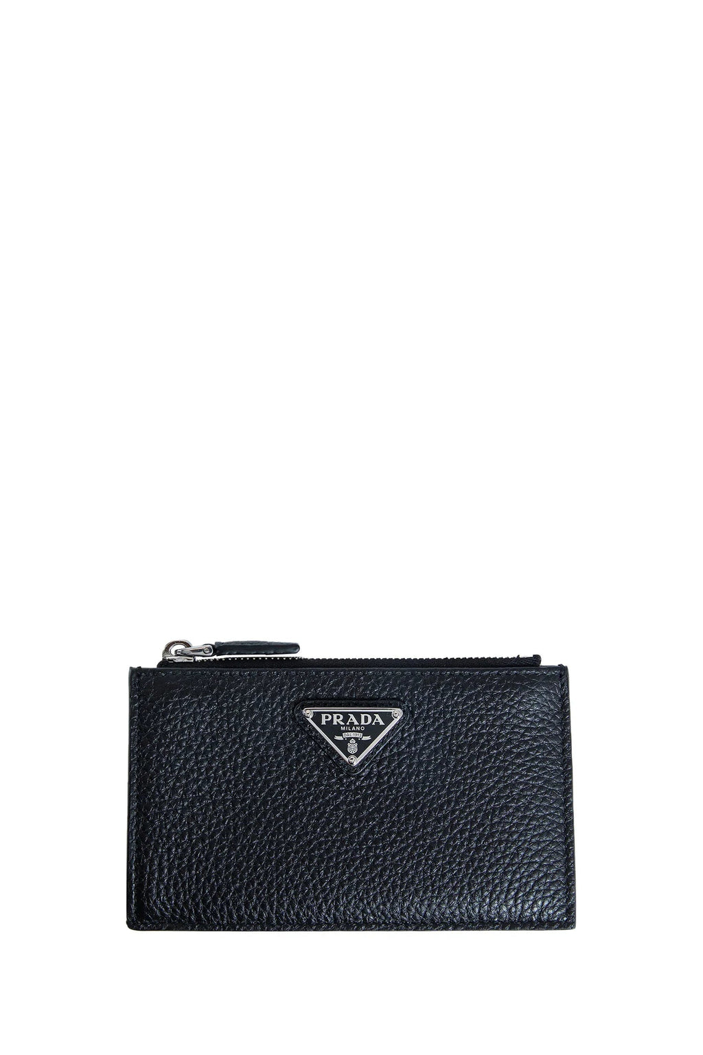 Оригінальна Zipper Leather Card Holder Prada – боковий вид