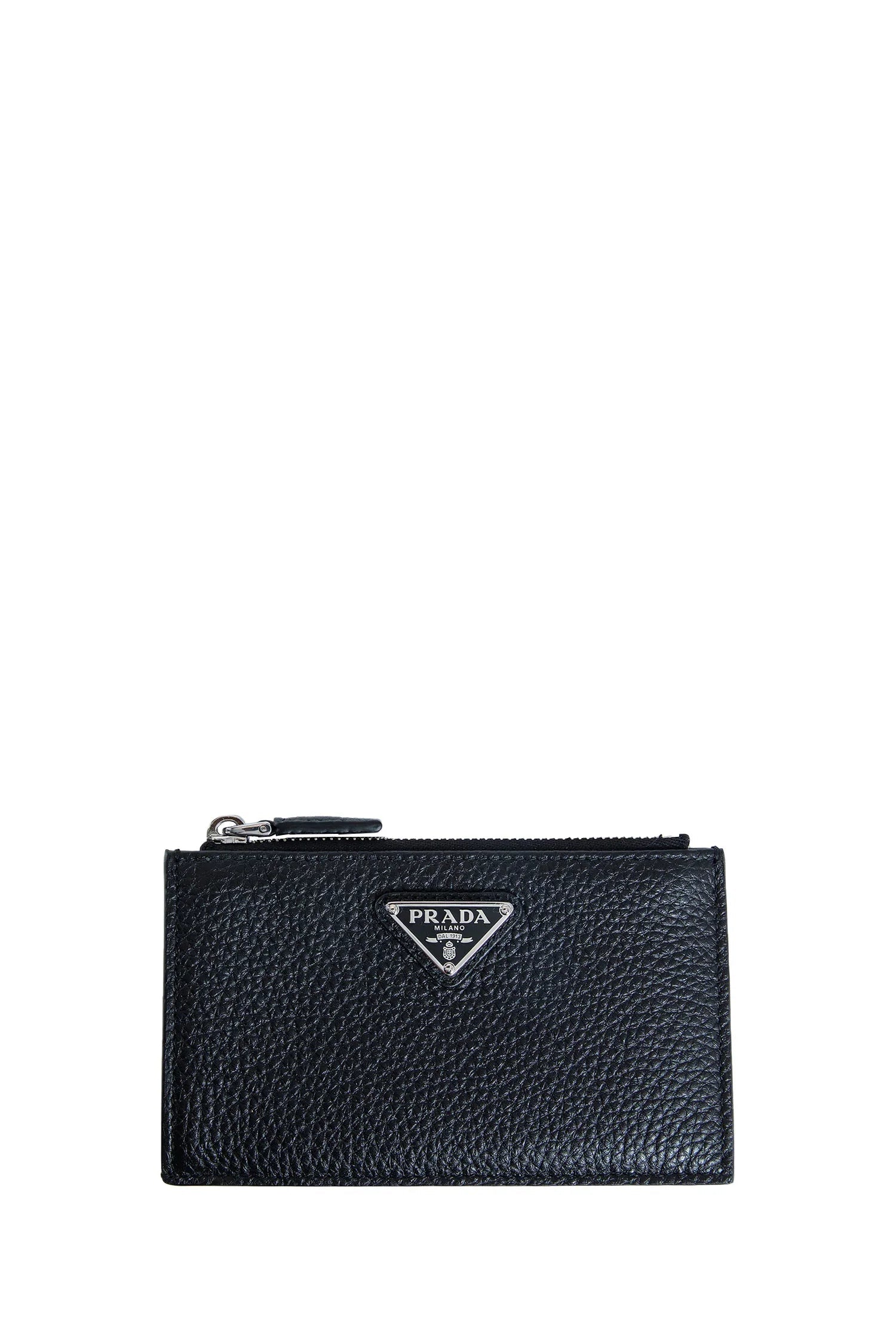 Оригінальна Zipper Leather Card Holder Prada – боковий вид