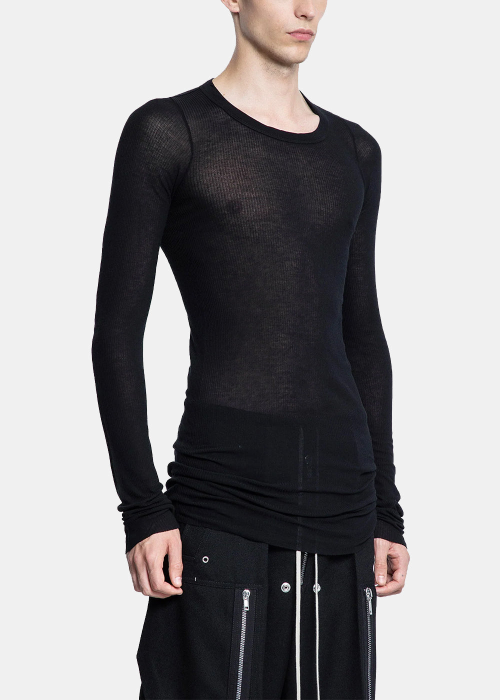 Оригінальна Black Rib Long Sleeve T-Shirt Rick owens – збільшений вид