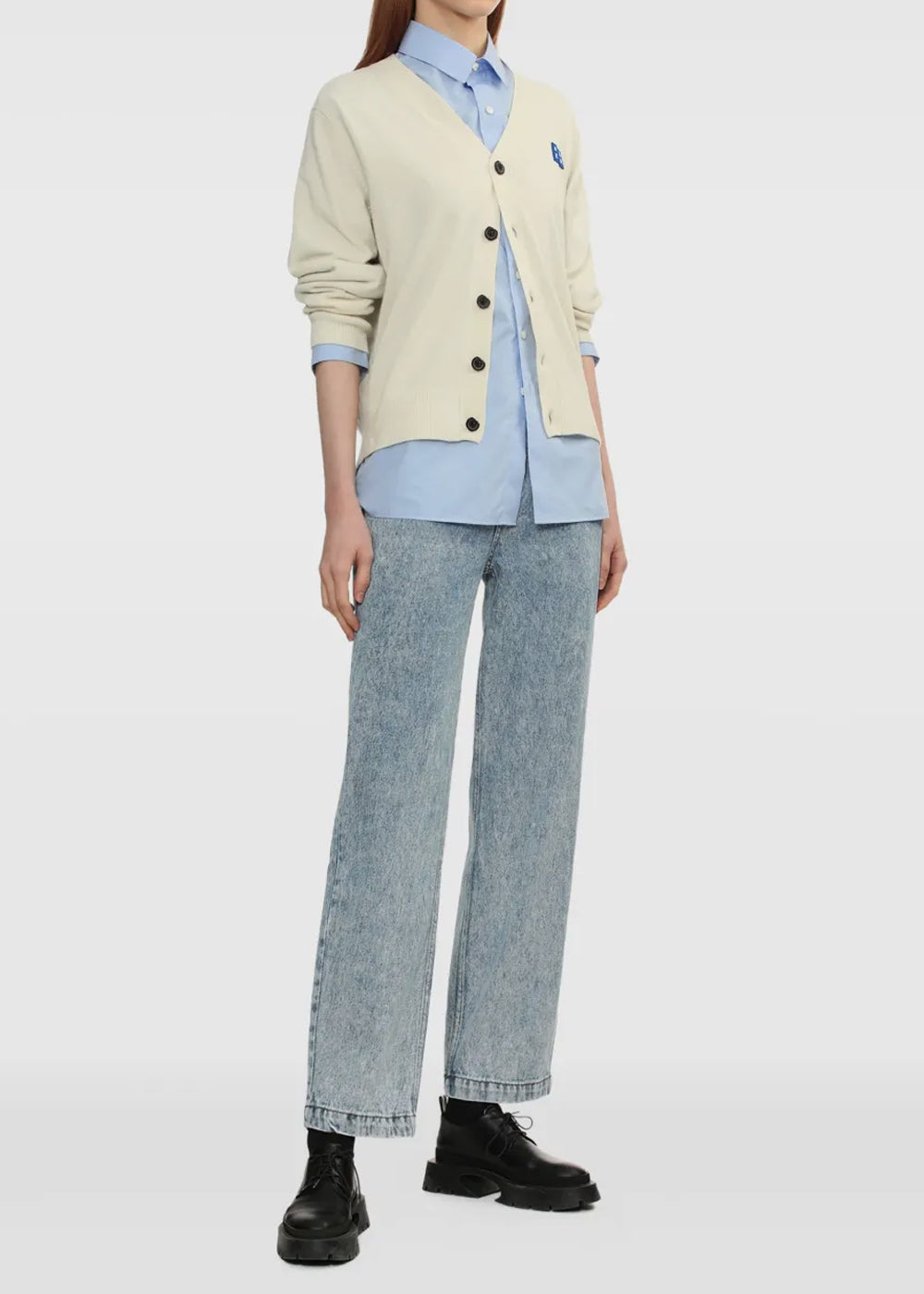 Oatmeal Sig; Bl Tag Logo-Patch Button Cardigan Ader error оригінал – Купити в Україні – вид ззаду