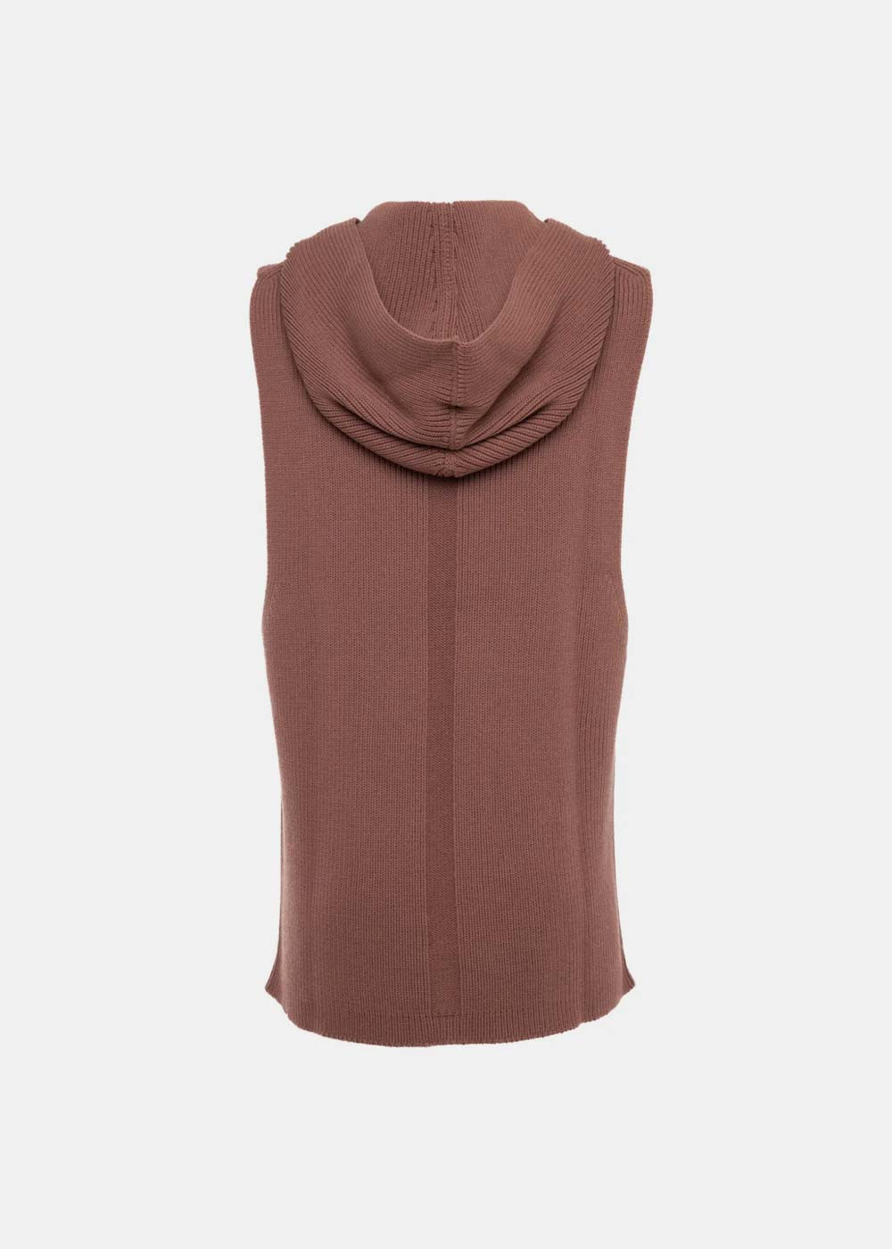 Brown Ribbed Tank Hoodie Rick owens – Гарантія оригінальності – вид ззаду