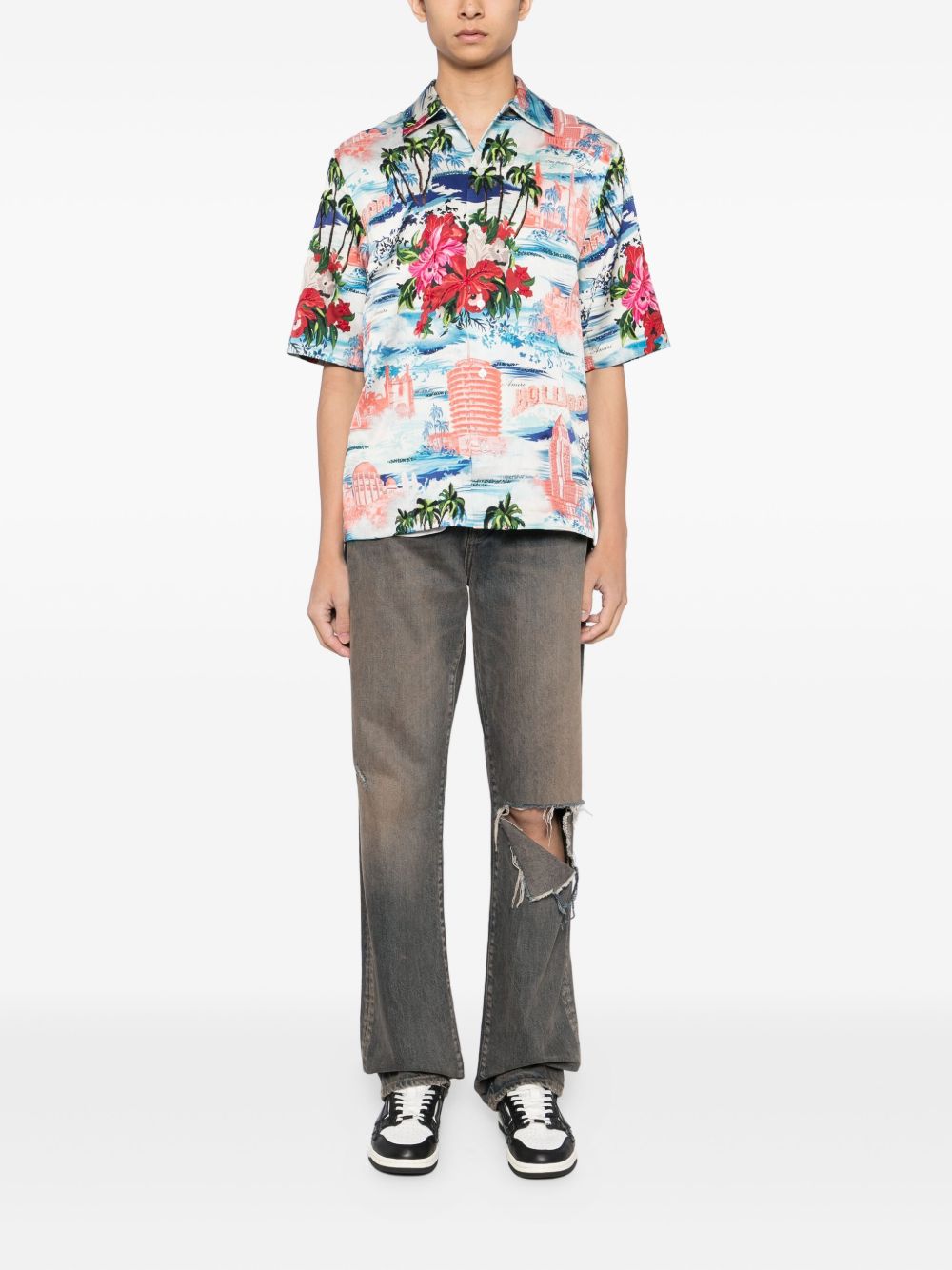 Tropical-Print Short-Sleeve Shirt Amiri – Гарантія оригінальності – вид ззаду