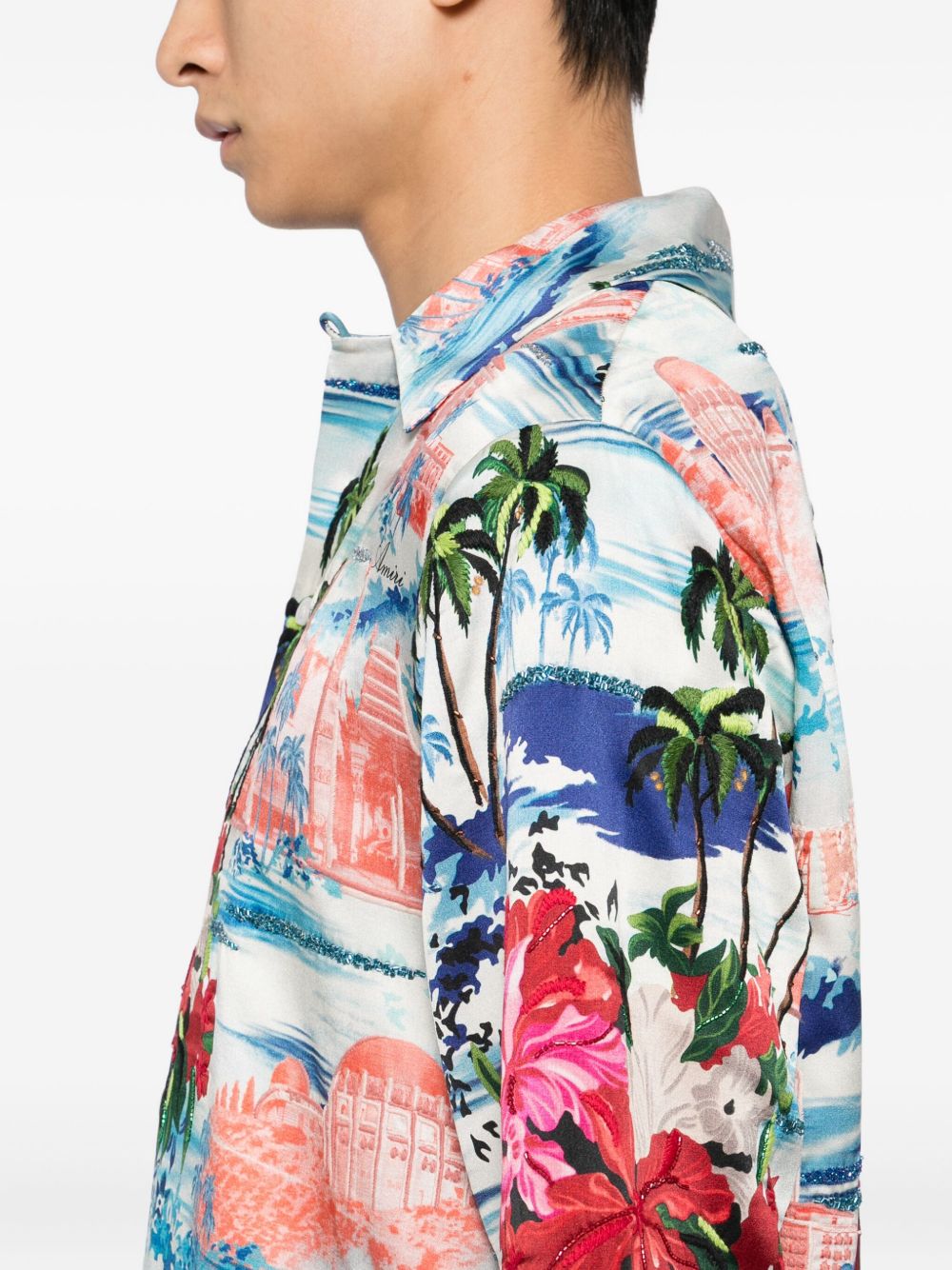 Tropical-Print Short-Sleeve Shirt Amiri – Гарантія оригінальності – детальний вид