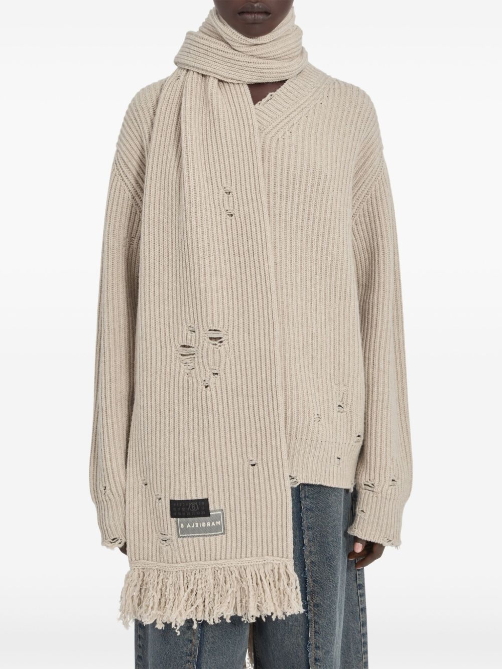 Ribbed Frayed-Edge Scarf Maison margiela – Гарантія оригінальності – вид ззаду