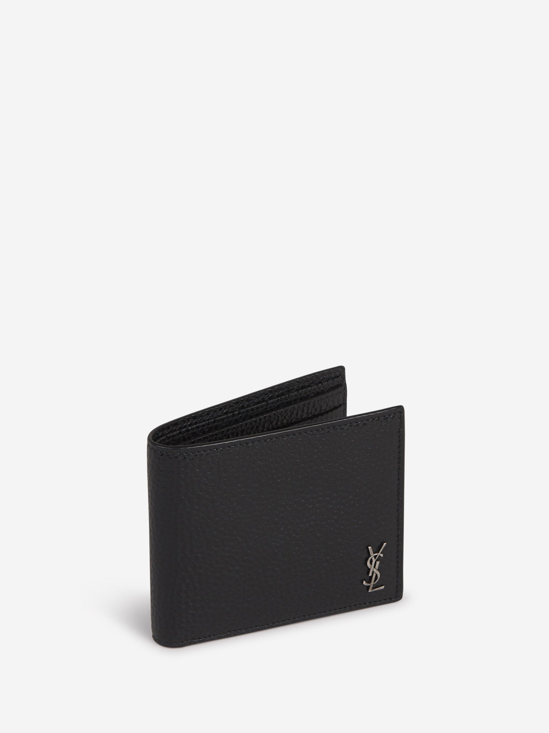Оригінальна Logo Grained Leather Wallet Saint laurent – детальний вид