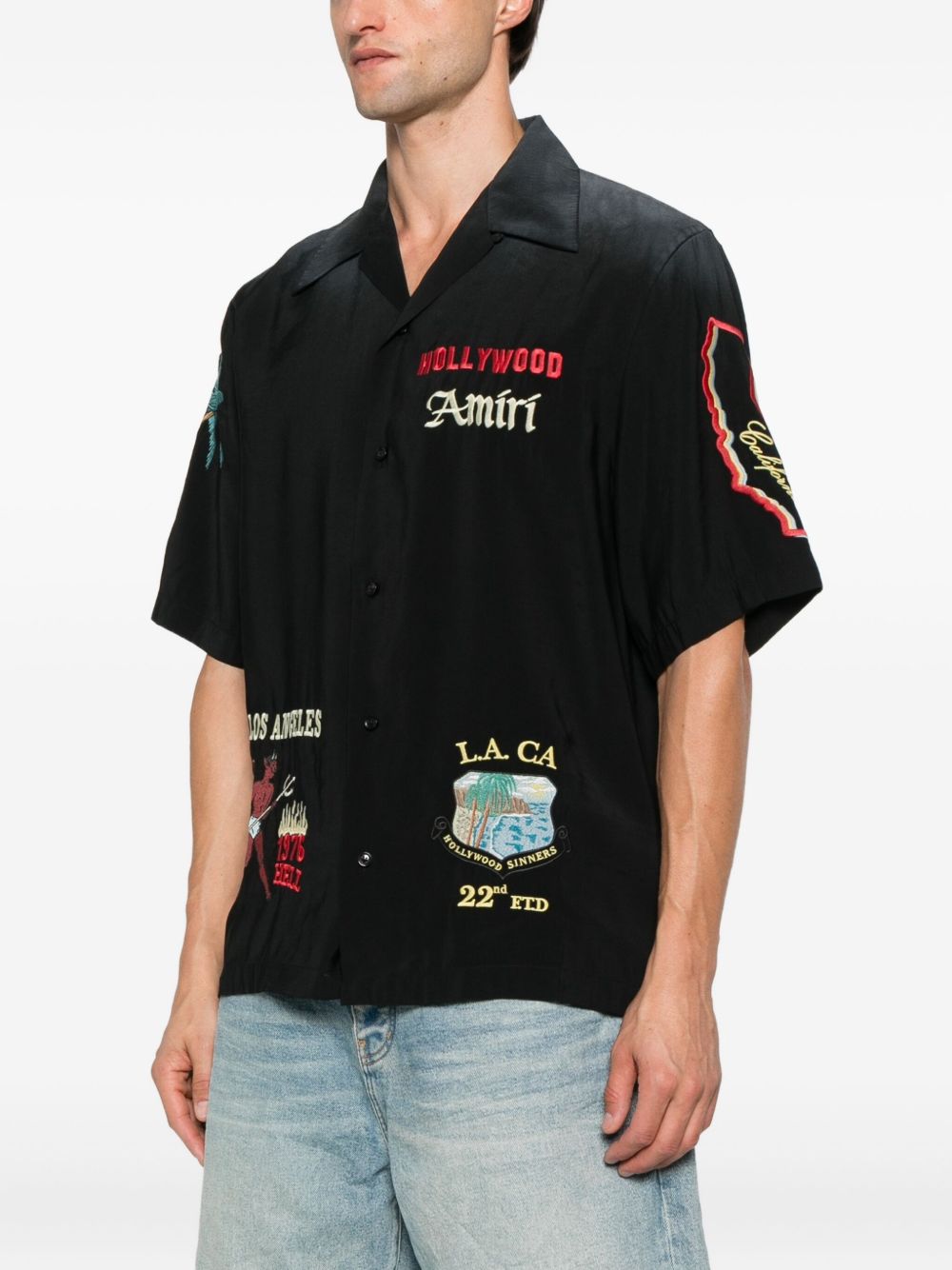 Embroidered-Details Short-Sleeve Shirt Amiri – Гарантія оригінальності – детальний вид