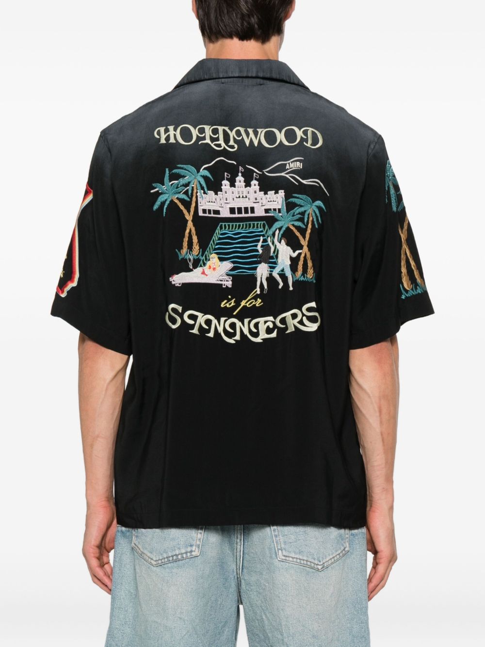 Embroidered-Details Short-Sleeve Shirt Amiri – Гарантія оригінальності – збільшений вид