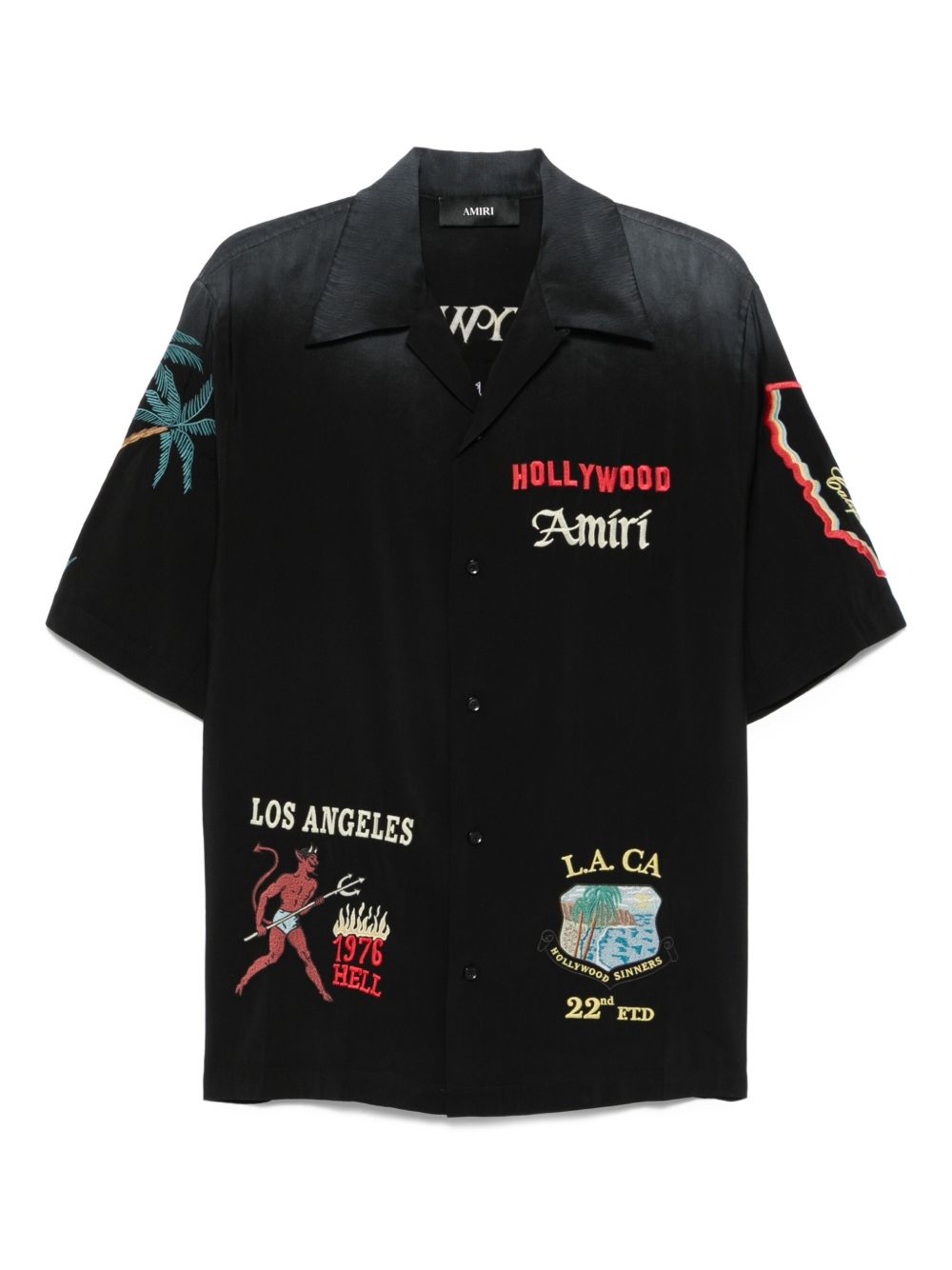 Embroidered-Details Short-Sleeve Shirt Amiri – Гарантія оригінальності – боковий вид